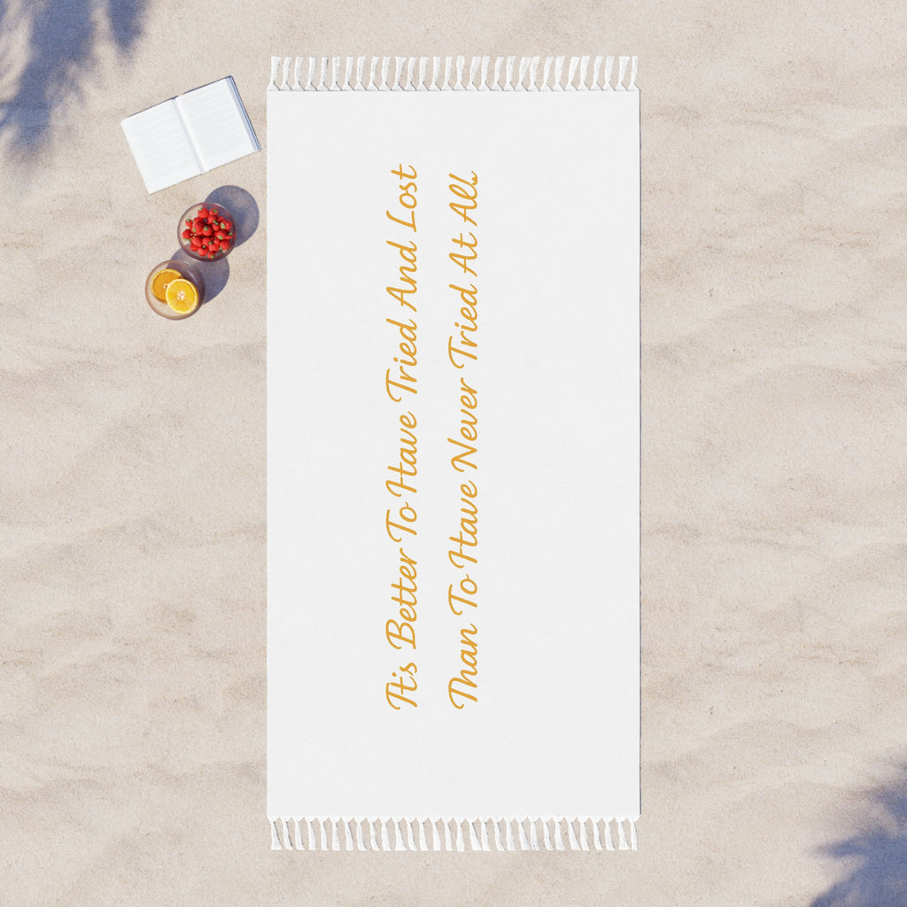 Boho Beach Towel — Inspirational Quote Fringe Towel Printify