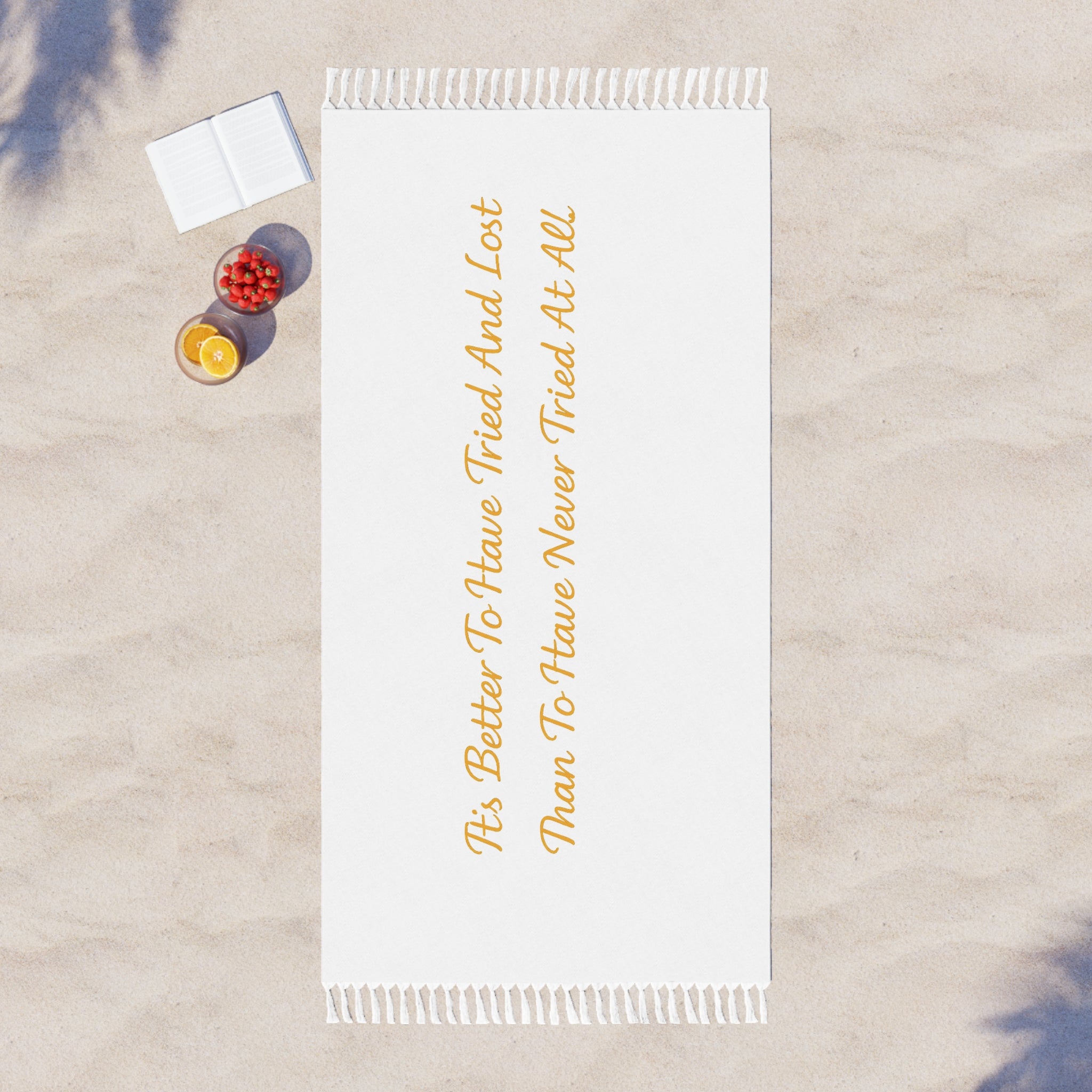 Boho Beach Towel — Inspirational Quote Fringe Towel Printify