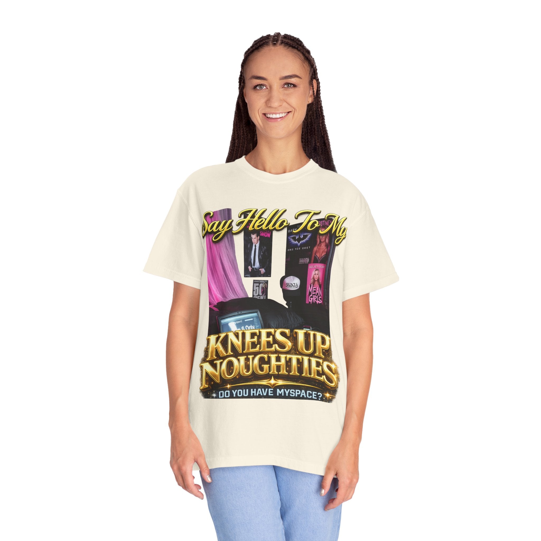 Knees Up Noughties Graphic T-Shirt — Retro MySpace Pop Culture Tee Printify