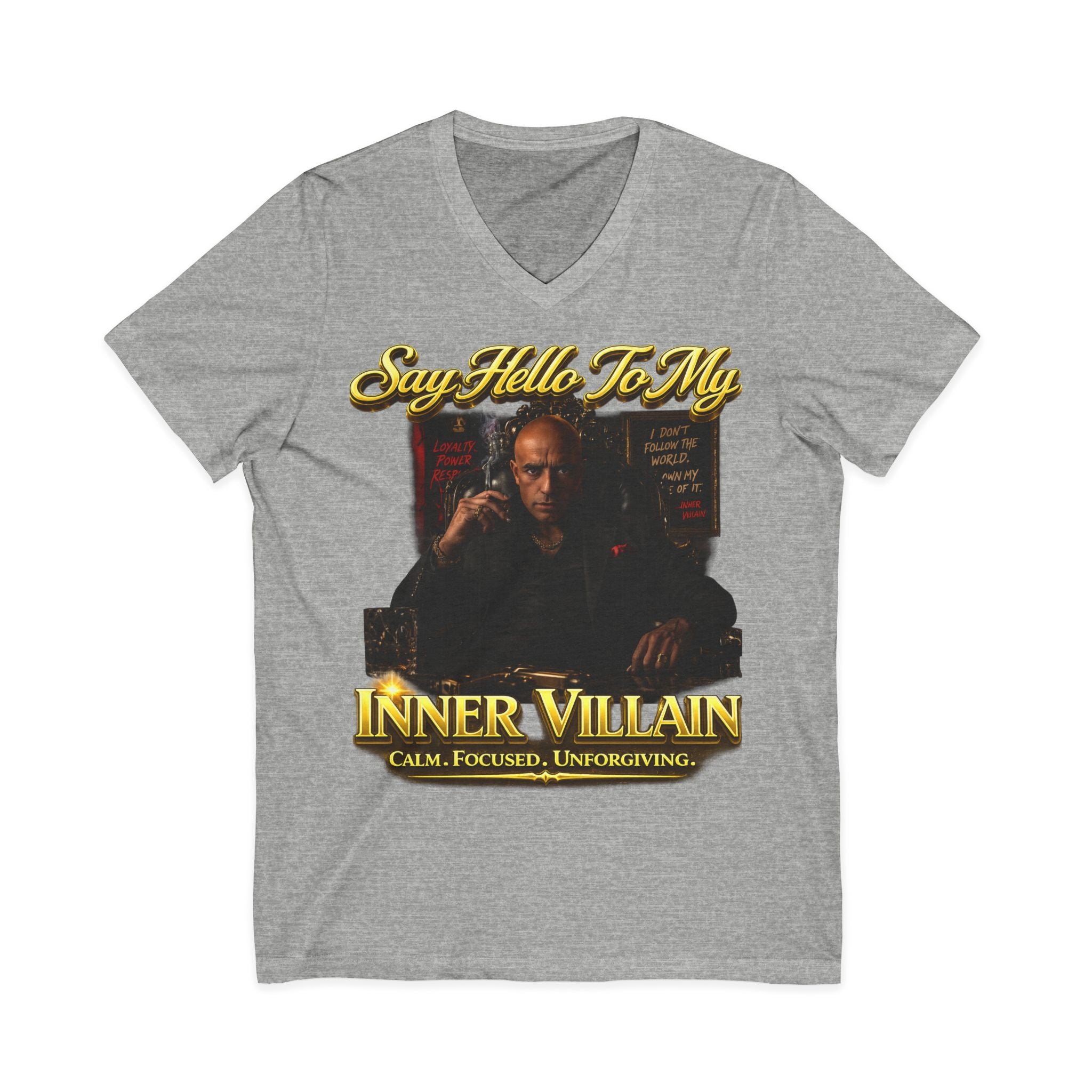 Inner Villain V‑Neck Tee – "Say Hello To Inner Villain" Graphic Shirt Printify