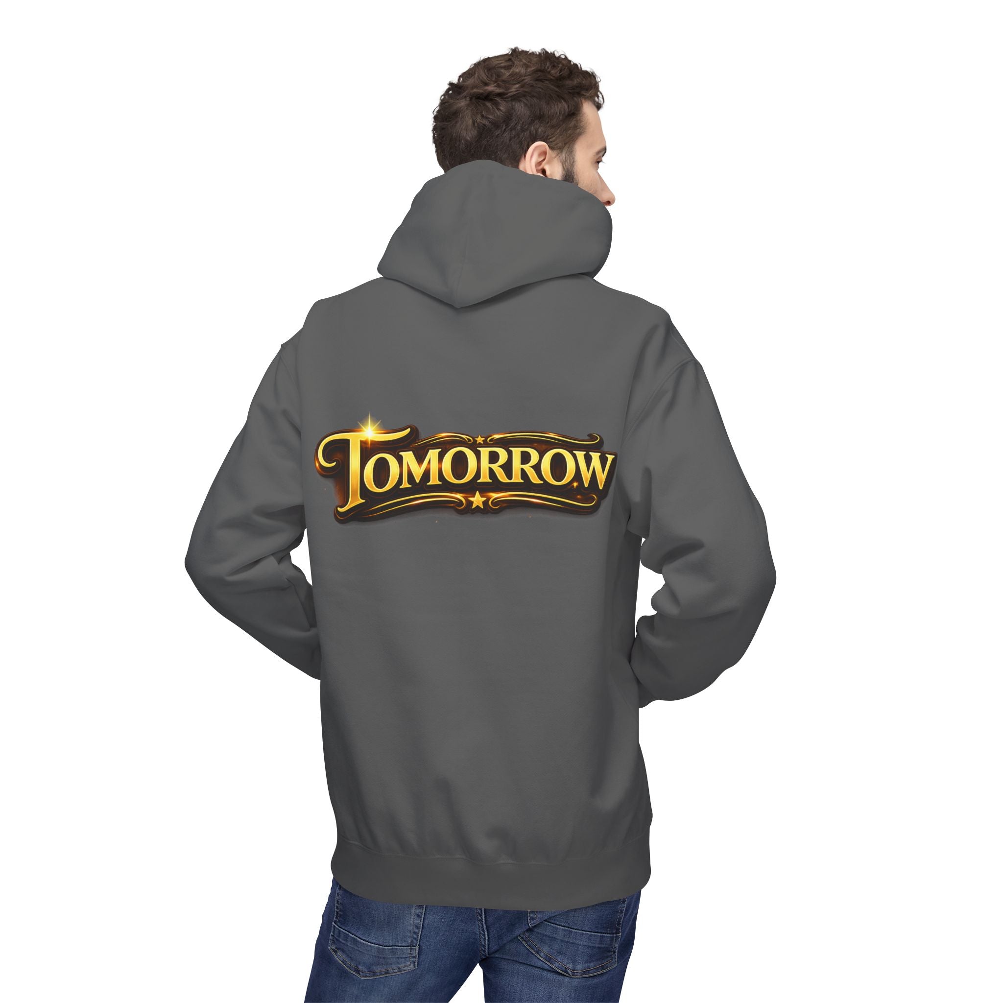 Tomorrow Hoodie — "What's Always Coming But Never Arrives?" Vintage Quote Hoodie Printify