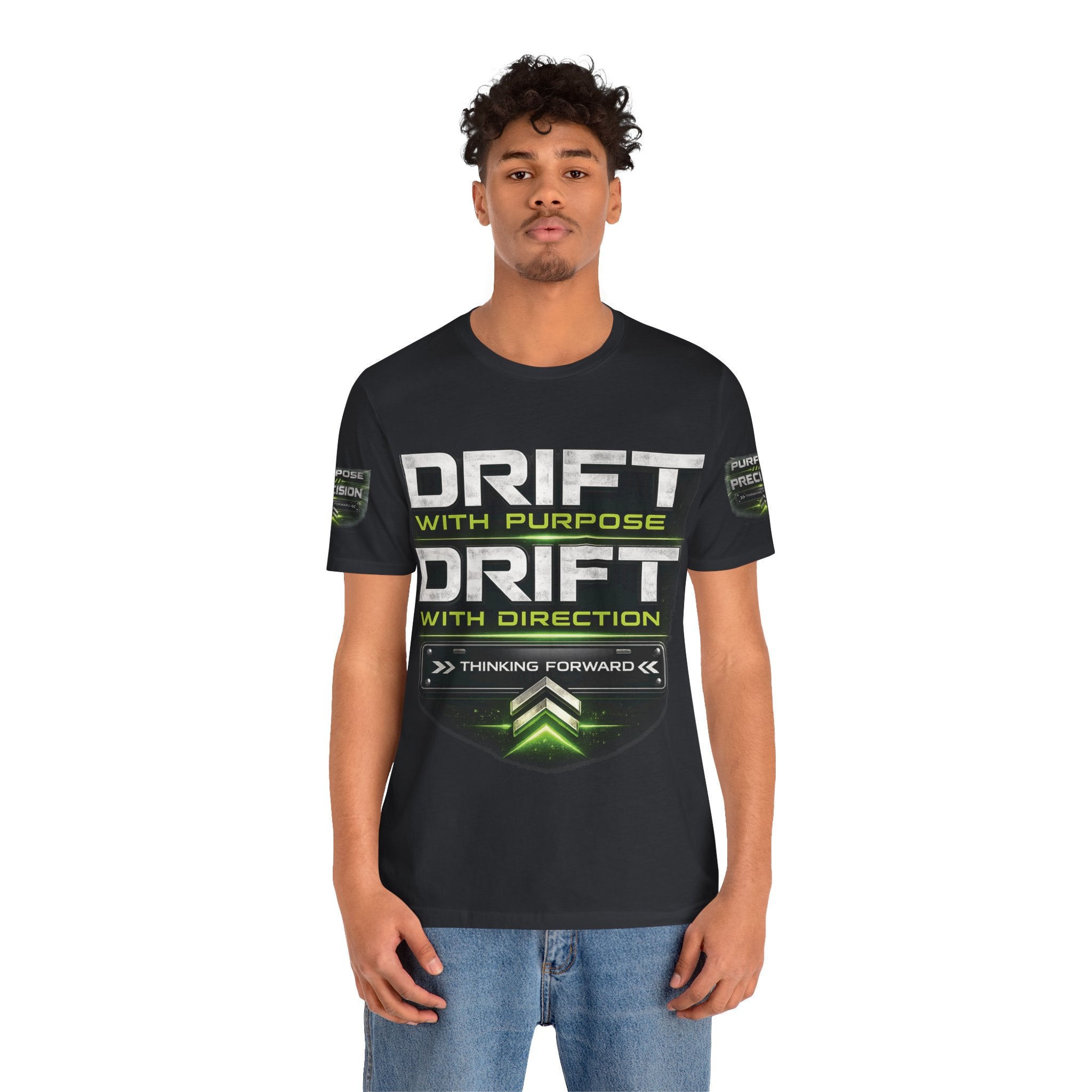 Drift With Direction Graphic Tee — 'Drift with Purpose / Thinking Forward' Racing T-Shirt Printify