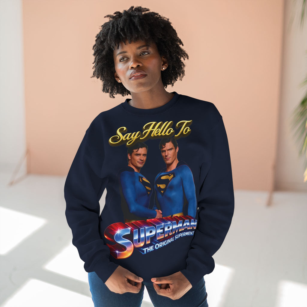 Superman Retro 'Say Hello To' Crewneck Sweatshirt Printify