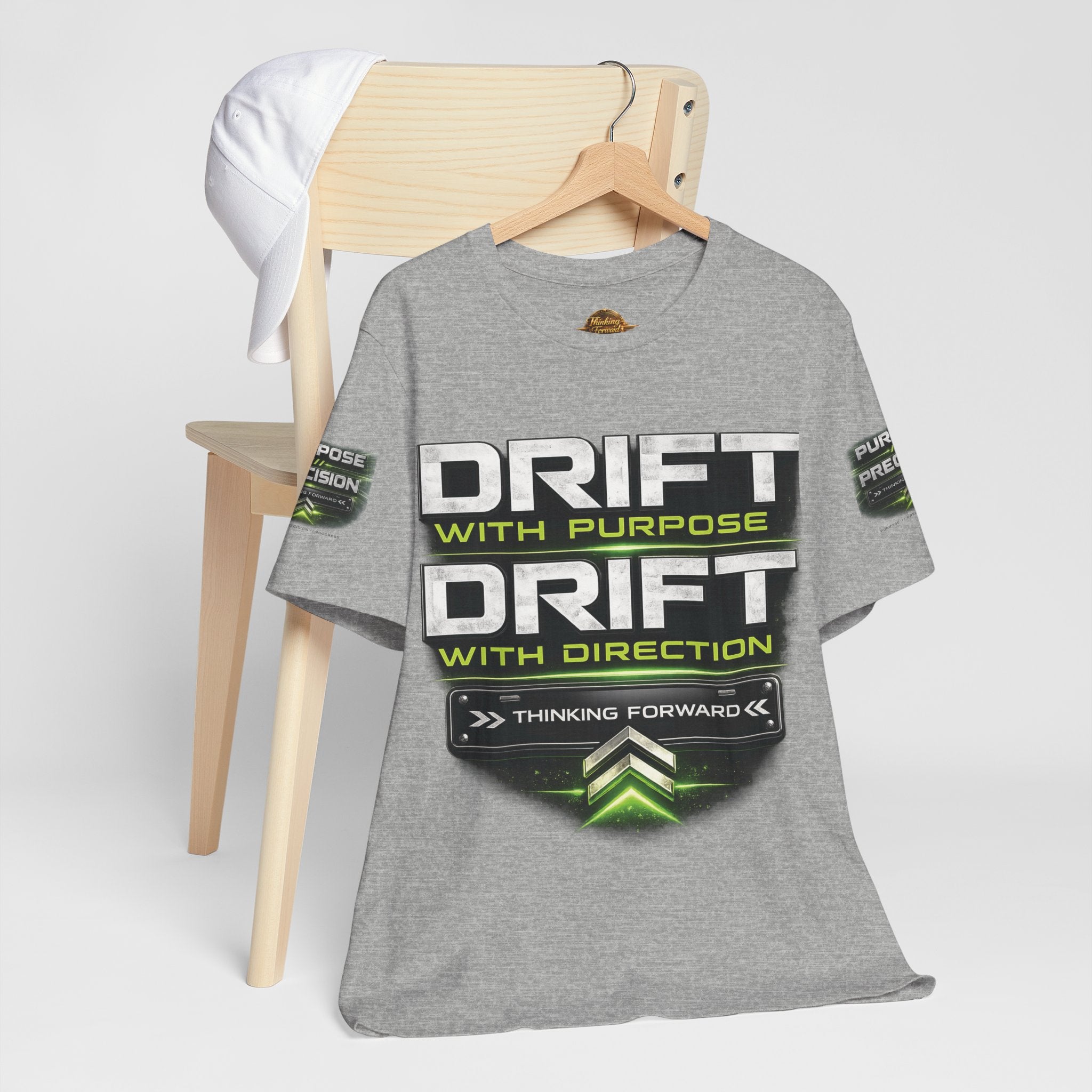 Drift With Direction Graphic Tee — 'Drift with Purpose / Thinking Forward' Racing T-Shirt Printify