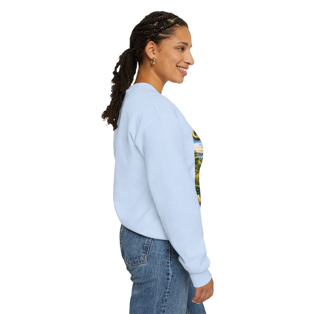 Working From Home Sweatshirt – "Say Hello To" Scenic Home Office Crewneck Printify