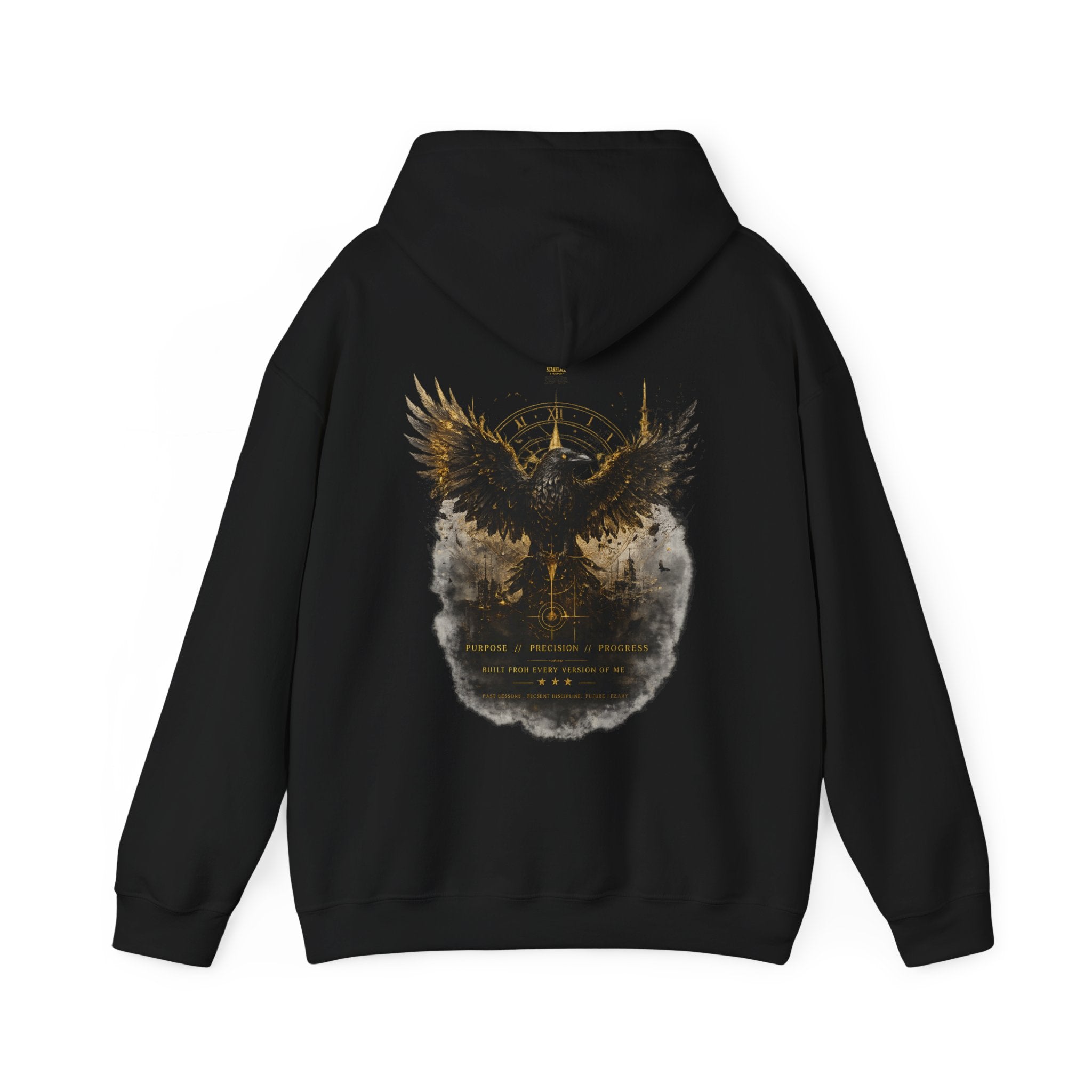 Inspirational Hoodie – “Never Letting Regret Your Past” Motivational City Night Sweatshirt Printify