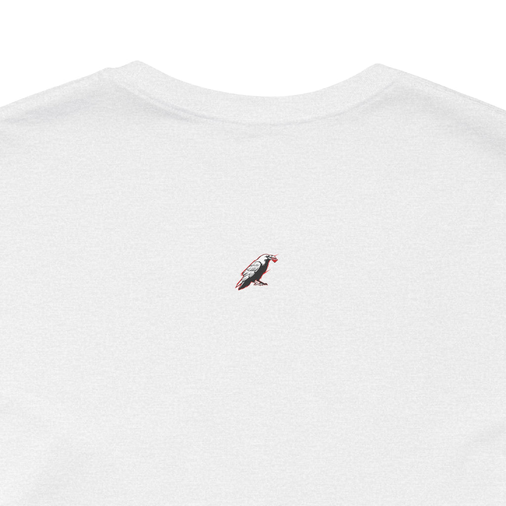 Horror Mask Split Face Tee — "Say Hello To Your Family and Friends" Graphic T-Shirt Printify