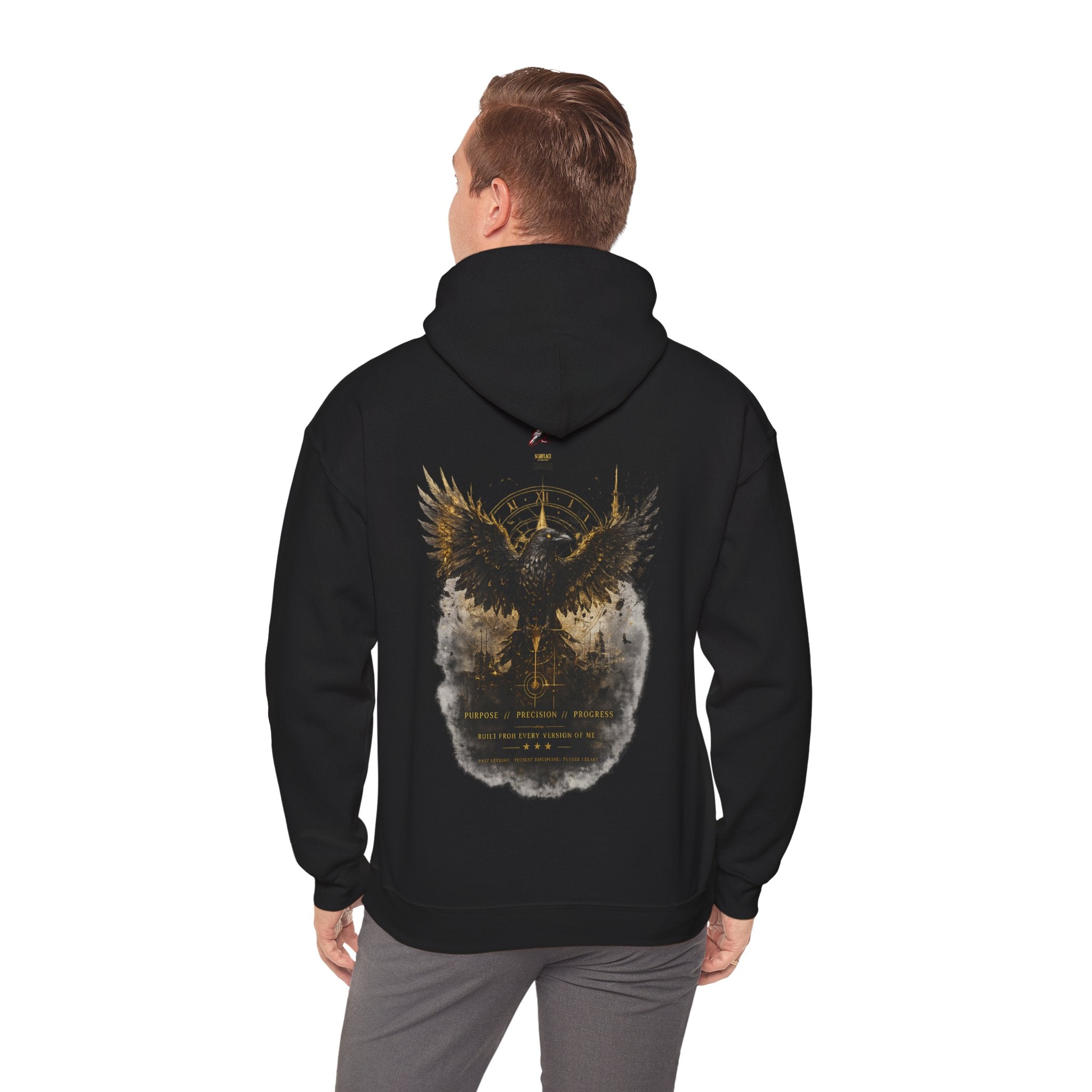 Inspirational Hoodie – “Never Letting Regret Your Past” Motivational City Night Sweatshirt Printify
