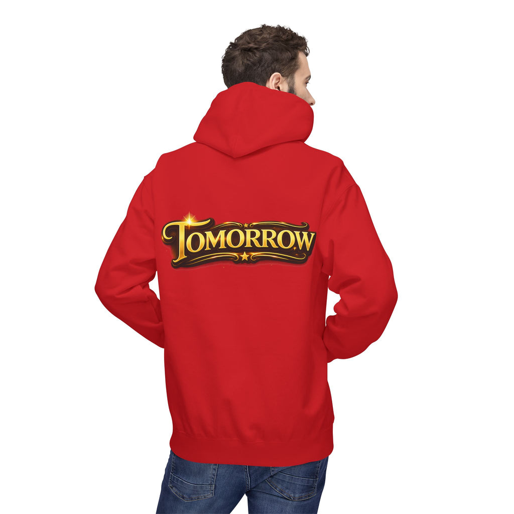 Tomorrow Hoodie — "What's Always Coming But Never Arrives?" Vintage Quote Hoodie Printify