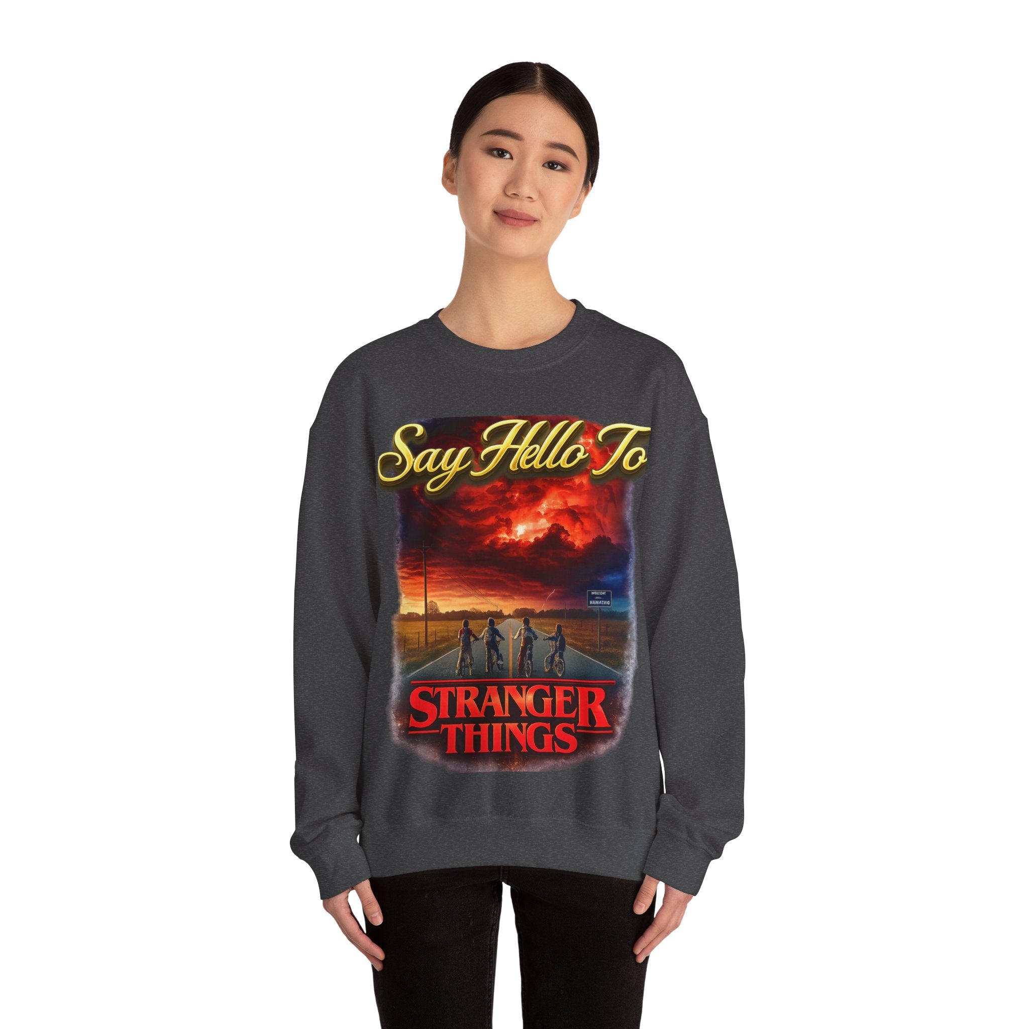 Stranger Things "Say Hello To" Crewneck Sweatshirt Printify