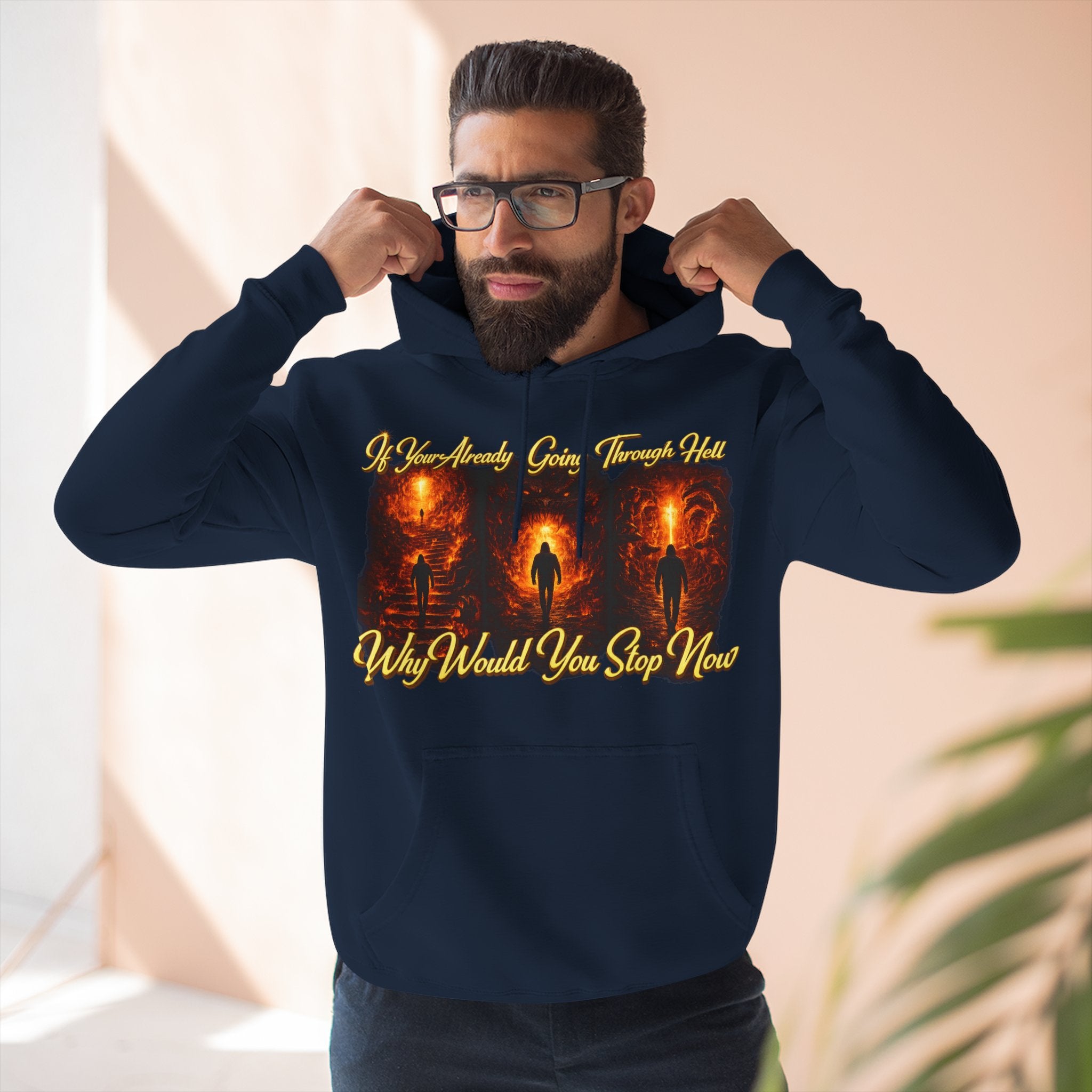 Three-Panel Inspirational Hoodie — "I Was Awakened..." Spiritual Graphic Pullover Printify
