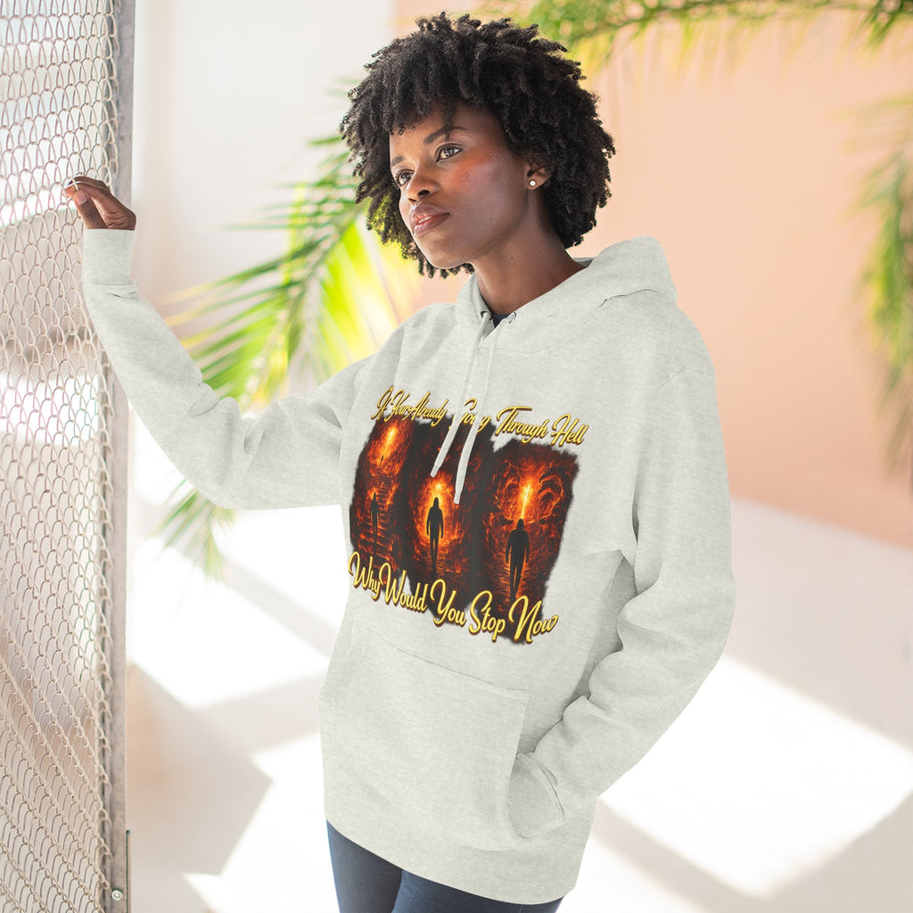 Three-Panel Inspirational Hoodie — "I Was Awakened..." Spiritual Graphic Pullover Printify