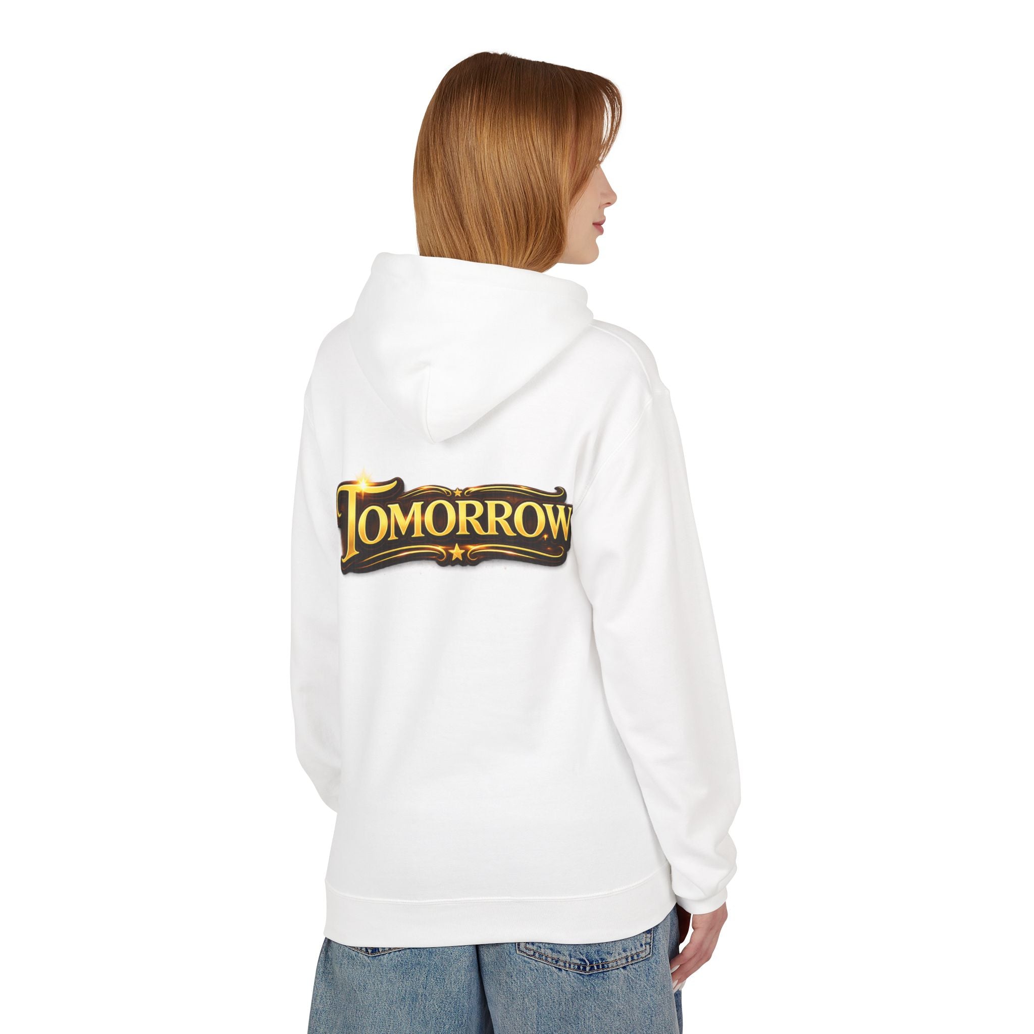 Tomorrow Hoodie — "What's Always Coming But Never Arrives?" Vintage Quote Hoodie Printify