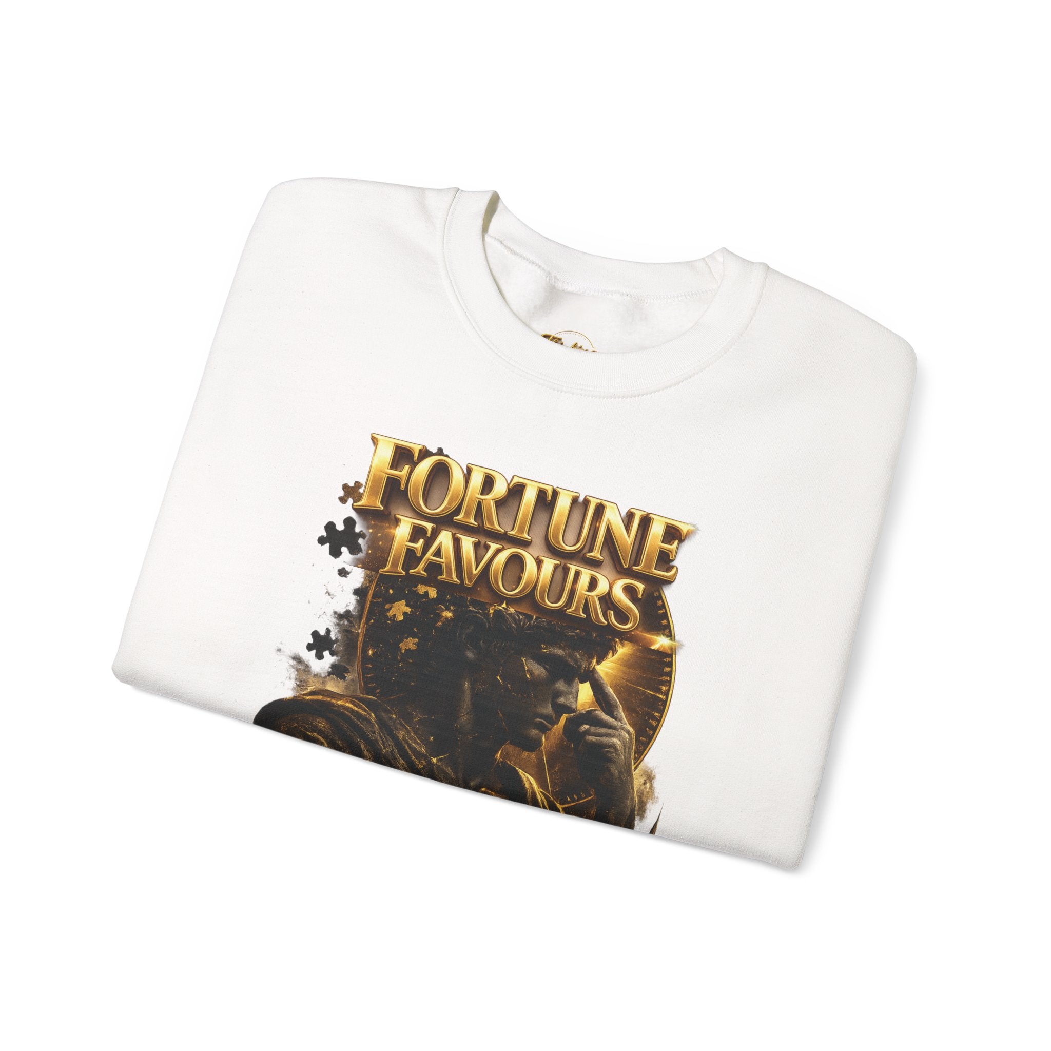 Crewneck Sweatshirt — "Fortune Favors the Prepared Mind" Motivational Design Printify