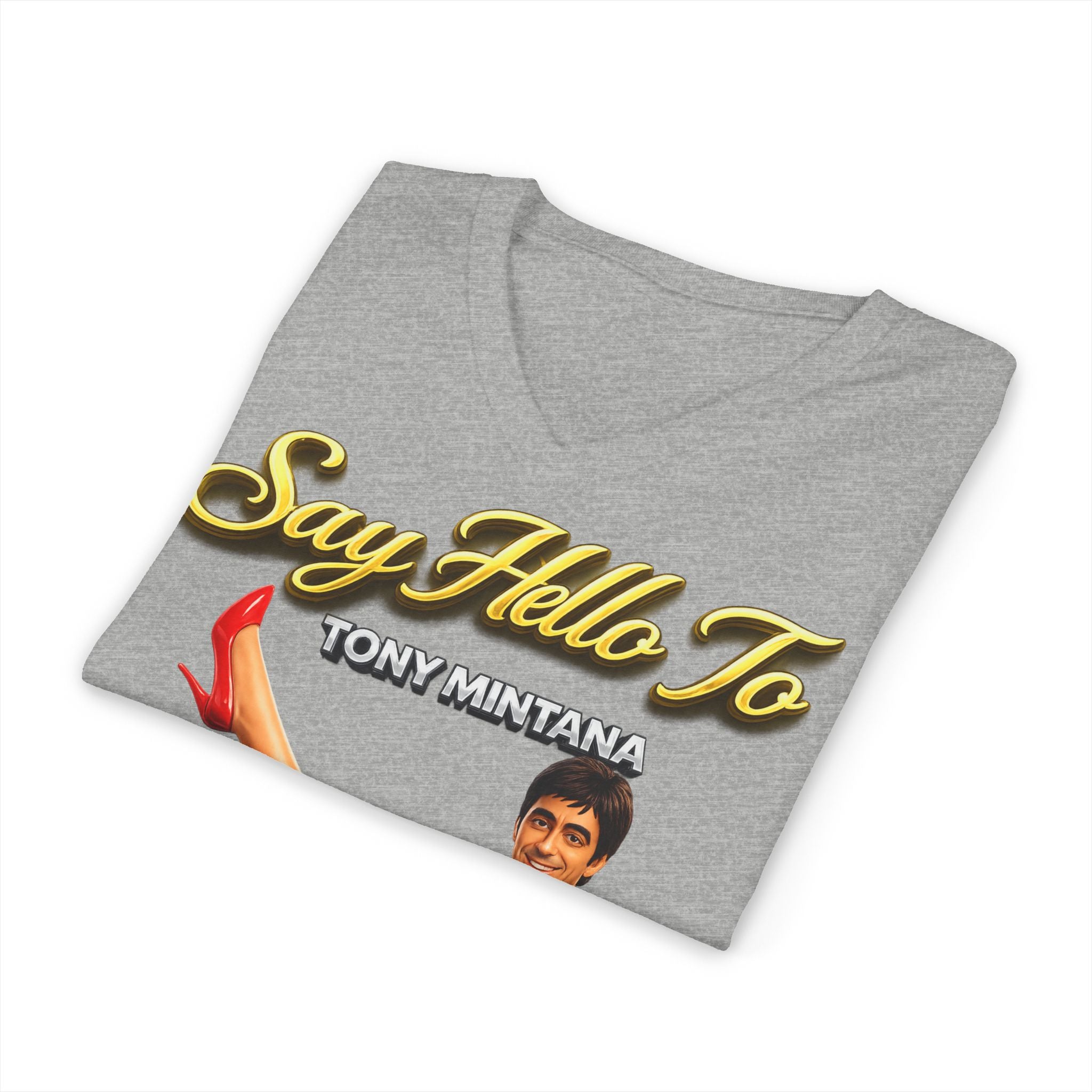 My Middle Leg V-Neck T‑Shirt — Say Hello To Tony Mintana Vintage Graphic Tee Printify