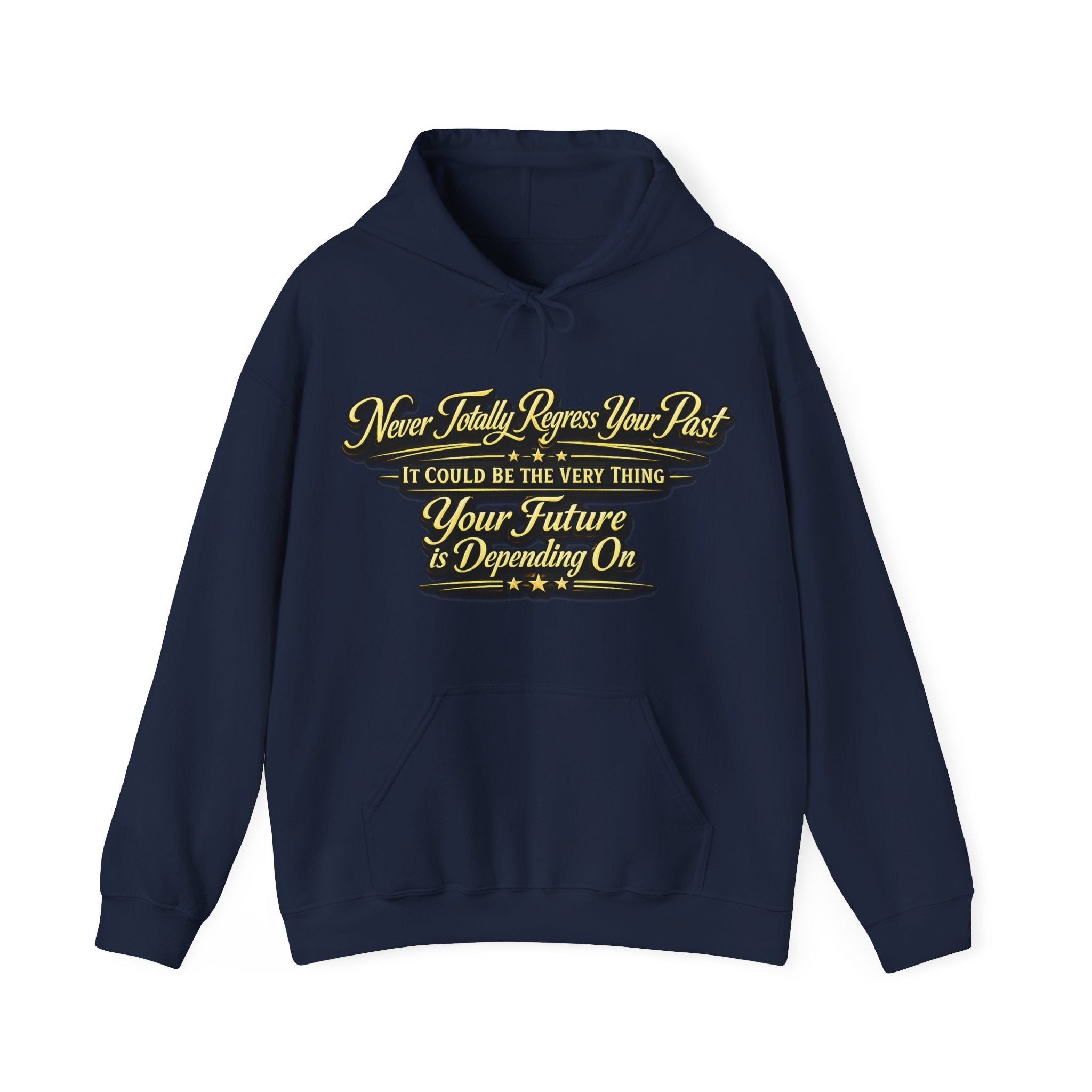 Inspirational Hoodie – “Never Letting Regret Your Past” Motivational City Night Sweatshirt Printify