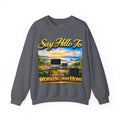 Working From Home Sweatshirt – "Say Hello To" Scenic Home Office Crewneck Printify