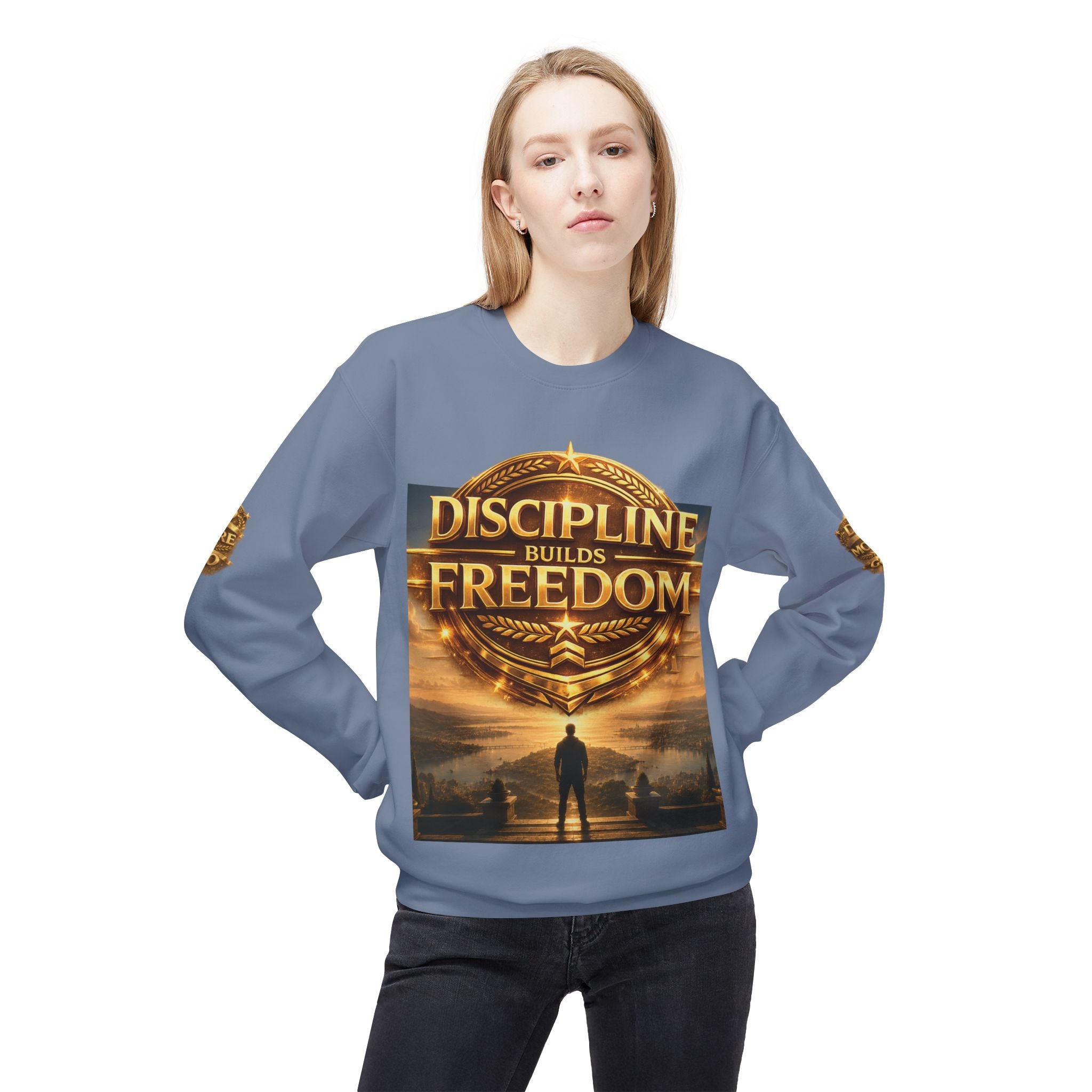 Discipline Builds Freedom Crewneck Sweatshirt – Motivational Fitness & Success Pullover Printify