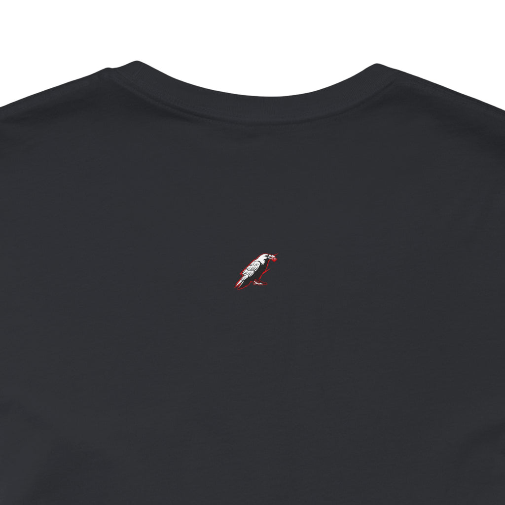 Horror Mask Split Face Tee — "Say Hello To Your Family and Friends" Graphic T-Shirt Printify