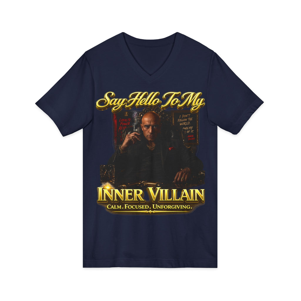 Inner Villain V‑Neck Tee – "Say Hello To Inner Villain" Graphic Shirt Printify