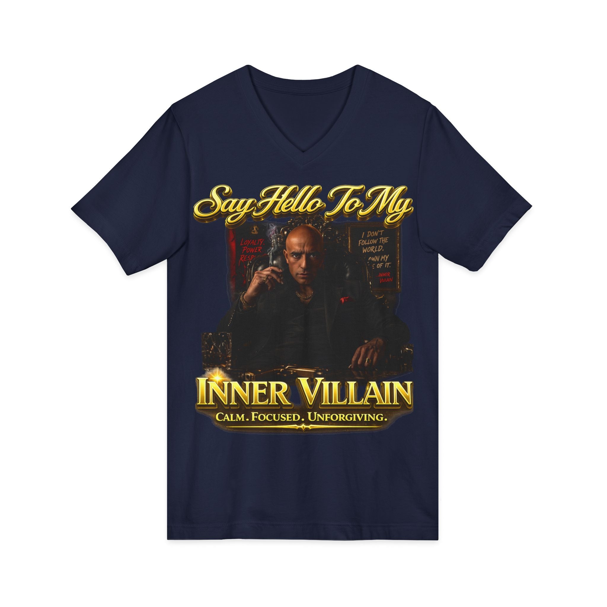 Inner Villain V‑Neck Tee – "Say Hello To Inner Villain" Graphic Shirt Printify