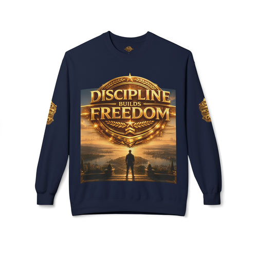 Discipline Builds Freedom Crewneck Sweatshirt – Motivational Fitness & Success Pullover Printify