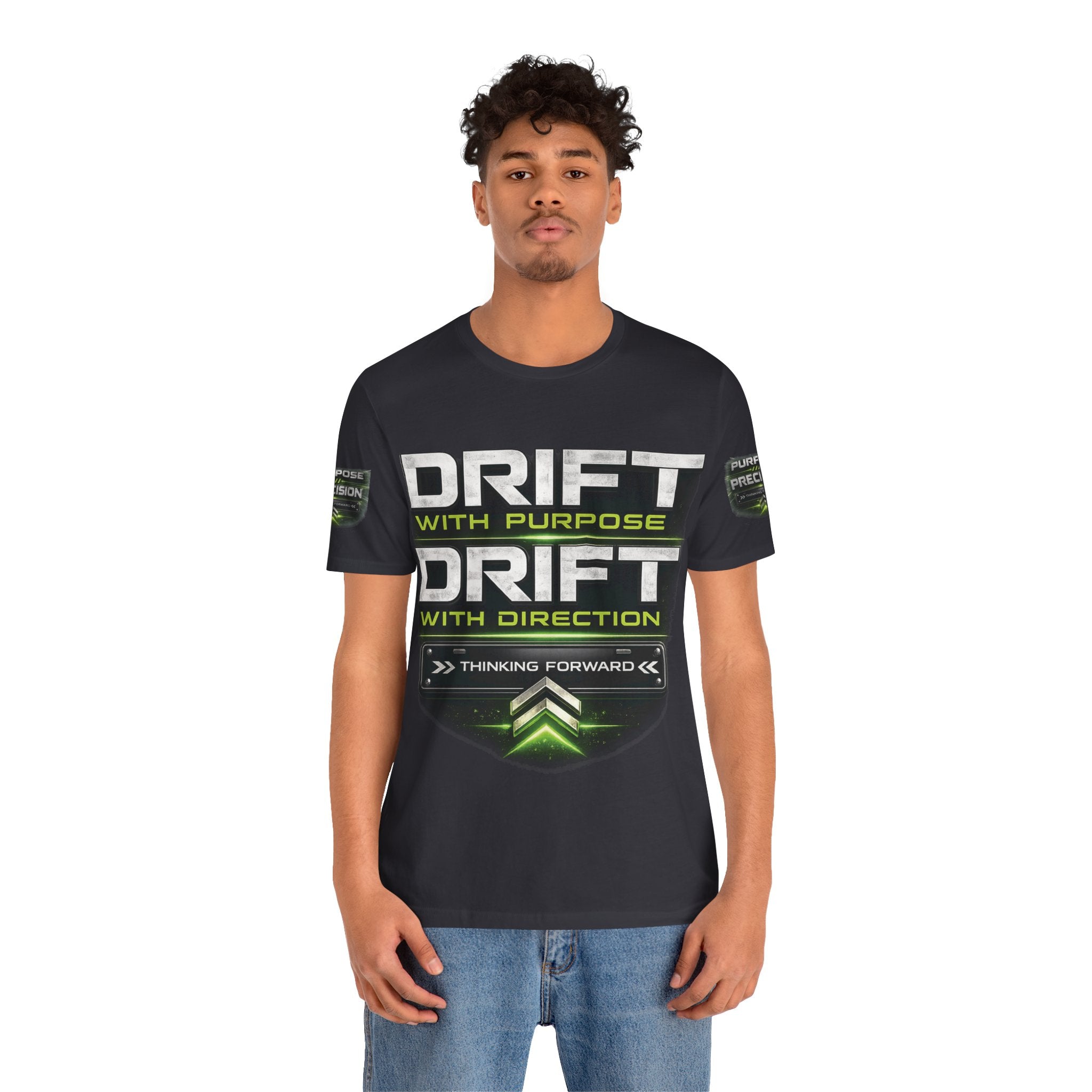 Drift With Direction Graphic Tee — 'Drift with Purpose / Thinking Forward' Racing T-Shirt Printify