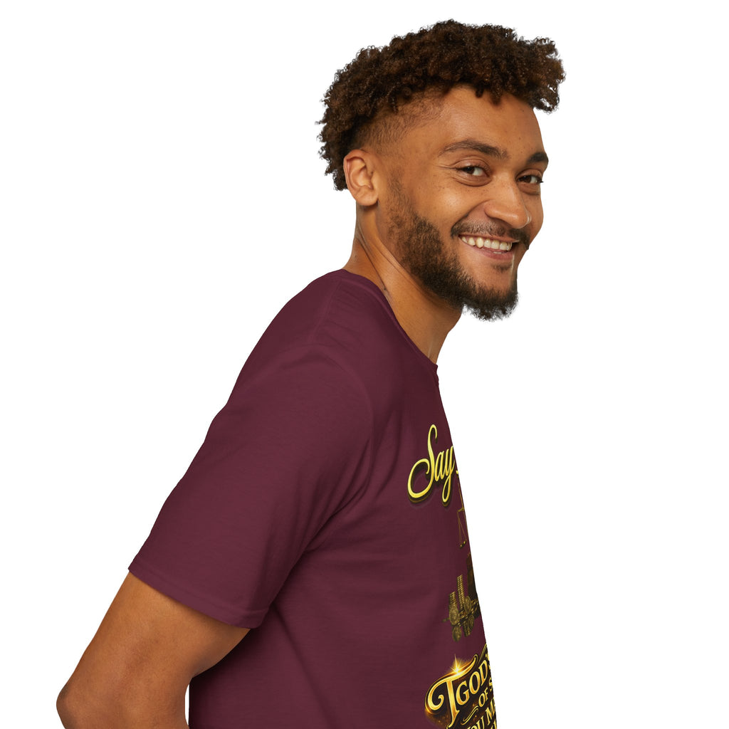 T-Shirt — "Say Hello" Money & Faith Graphic Tee (God's Way You Make Too Much Money) Printify