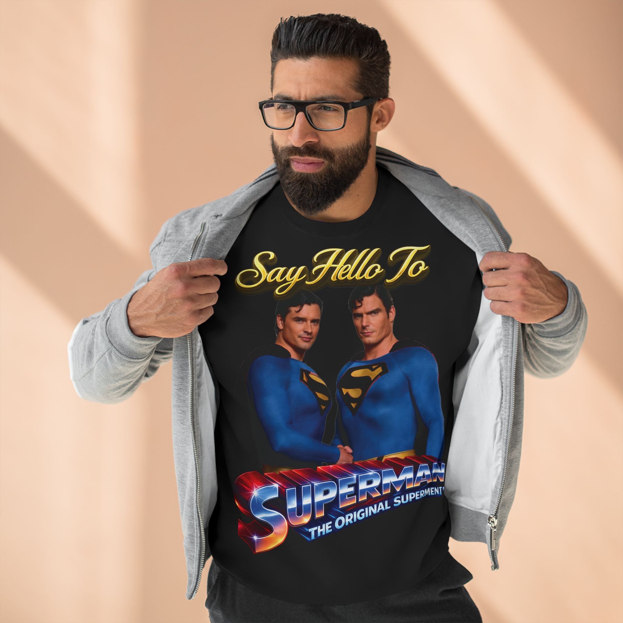 Superman Retro 'Say Hello To' Crewneck Sweatshirt Printify