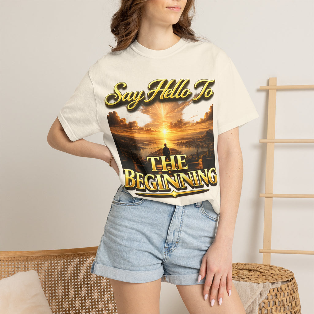 Inspirational 'Say Hello to The Beginning' Sunrise T-Shirt Printify
