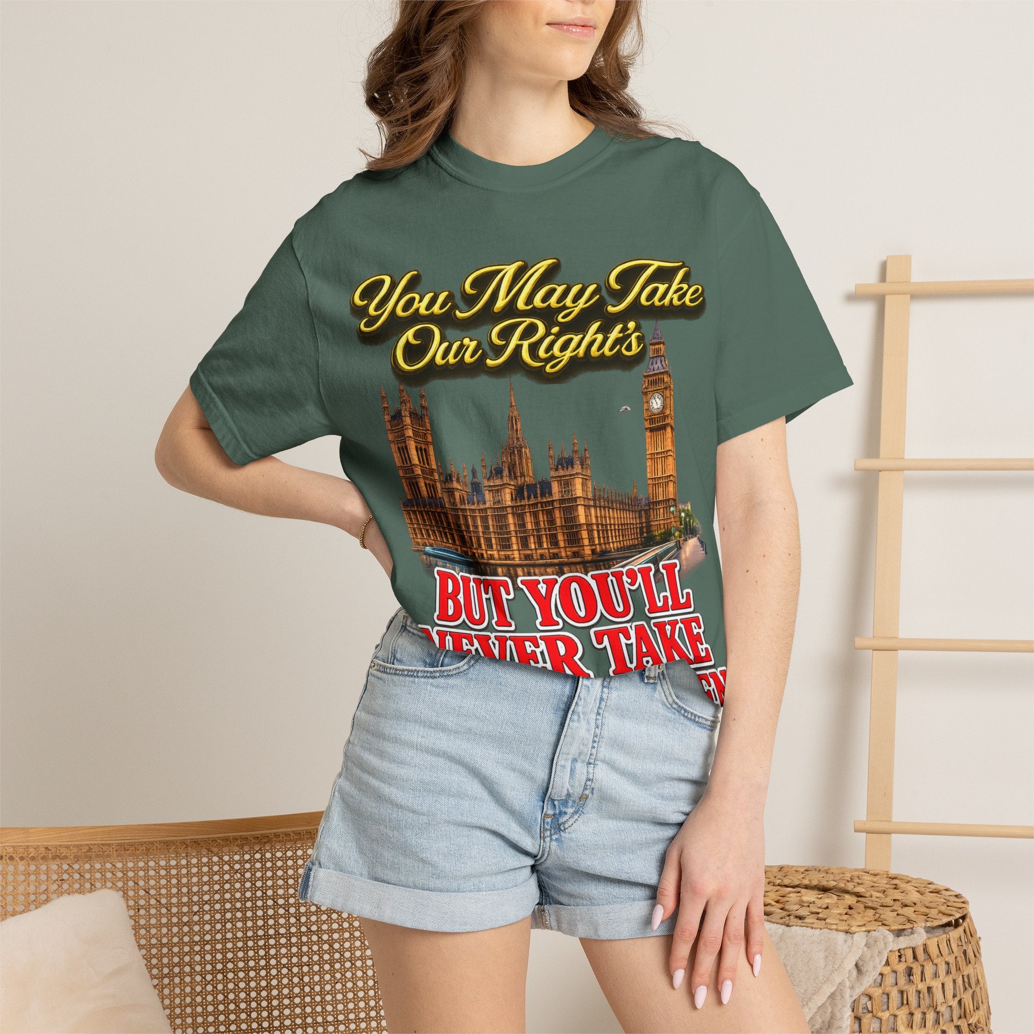 T-Shirt — "You May Take Our Rights But You'll Never Take Our Children" London Parliament Graphic Printify