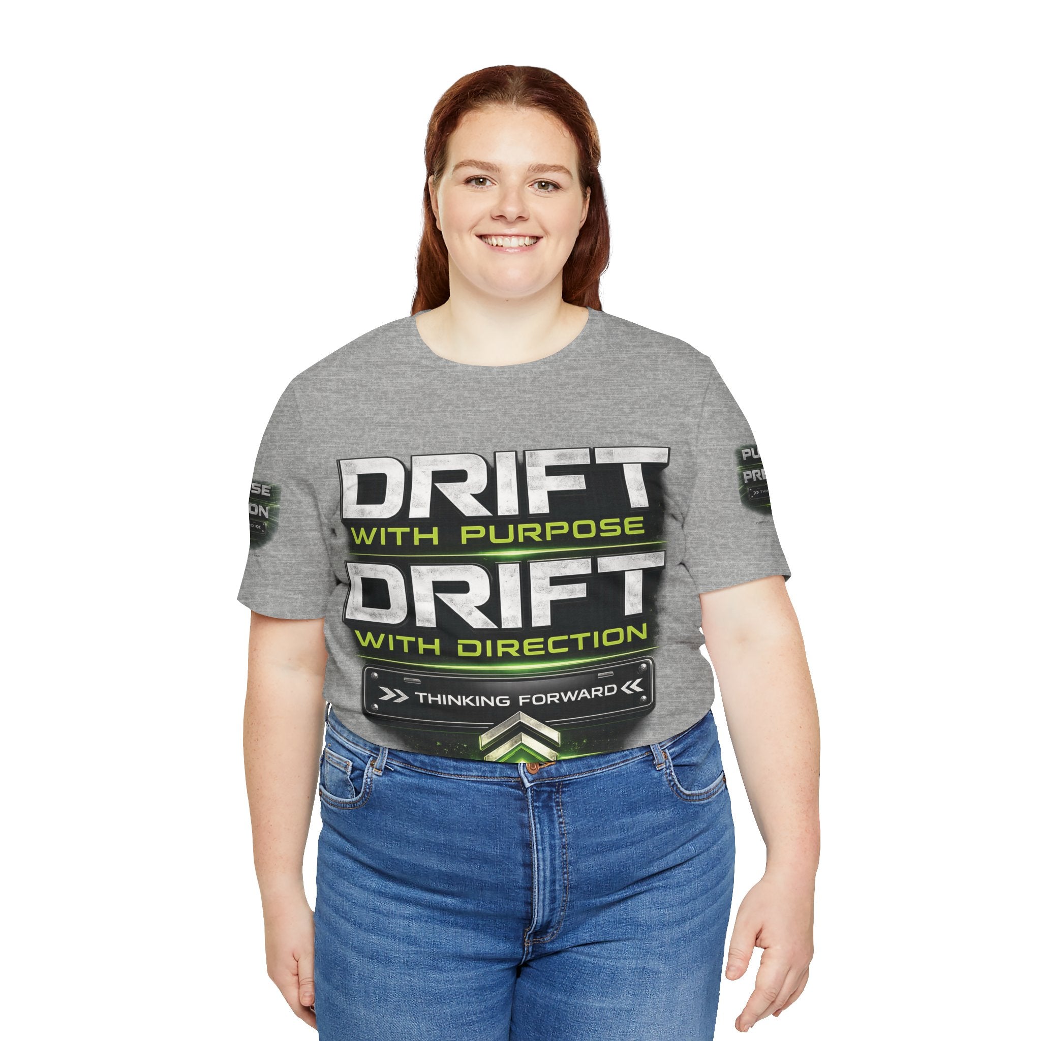 Drift With Direction Graphic Tee — 'Drift with Purpose / Thinking Forward' Racing T-Shirt Printify