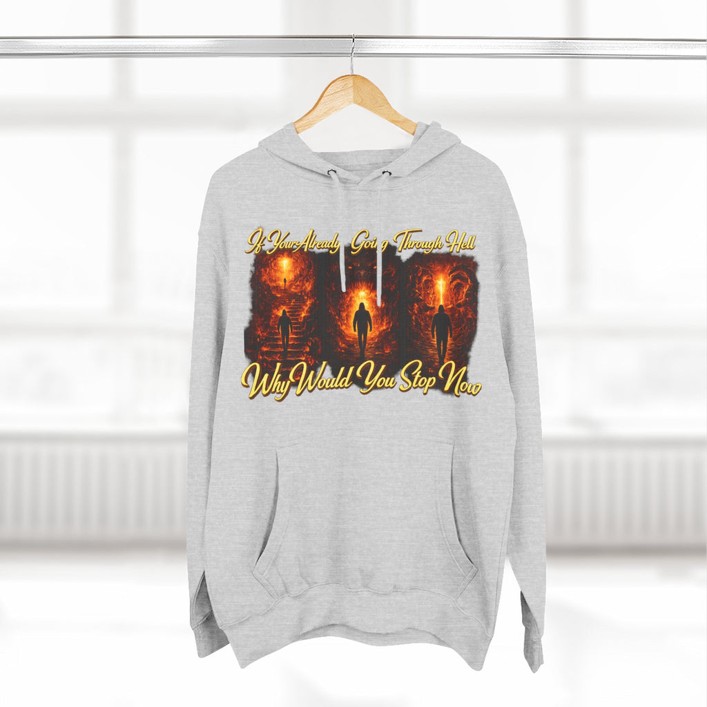 Three-Panel Inspirational Hoodie — "I Was Awakened..." Spiritual Graphic Pullover Printify