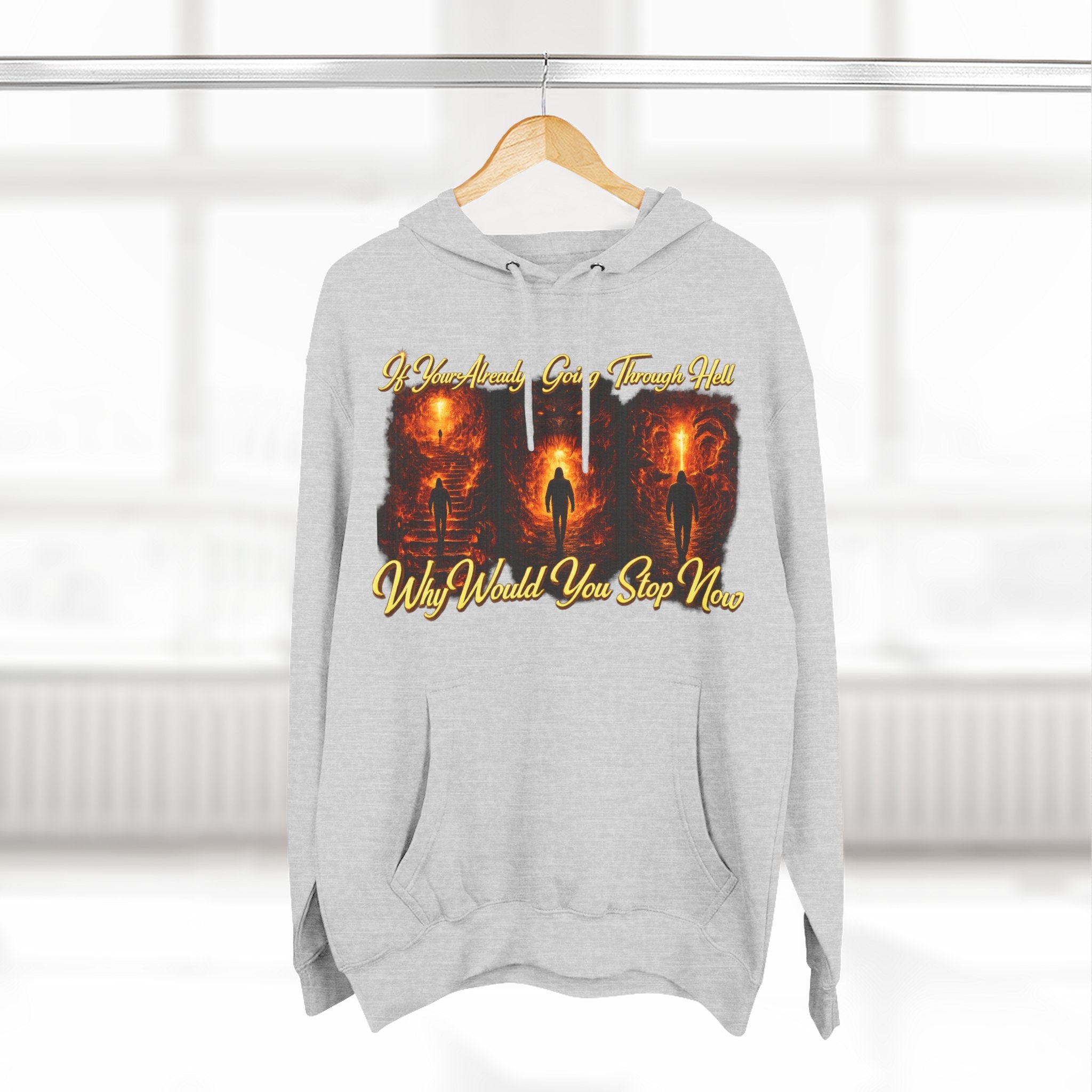 Three-Panel Inspirational Hoodie — "I Was Awakened..." Spiritual Graphic Pullover Printify