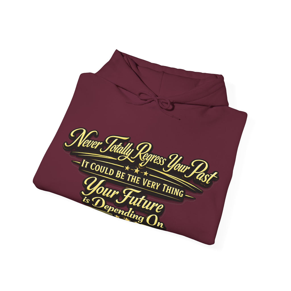 Inspirational Hoodie – “Never Letting Regret Your Past” Motivational City Night Sweatshirt Printify