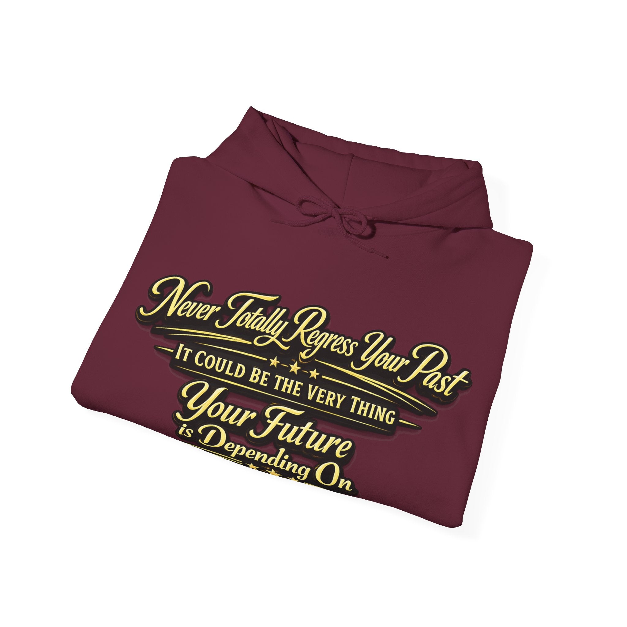 Inspirational Hoodie – “Never Letting Regret Your Past” Motivational City Night Sweatshirt Printify