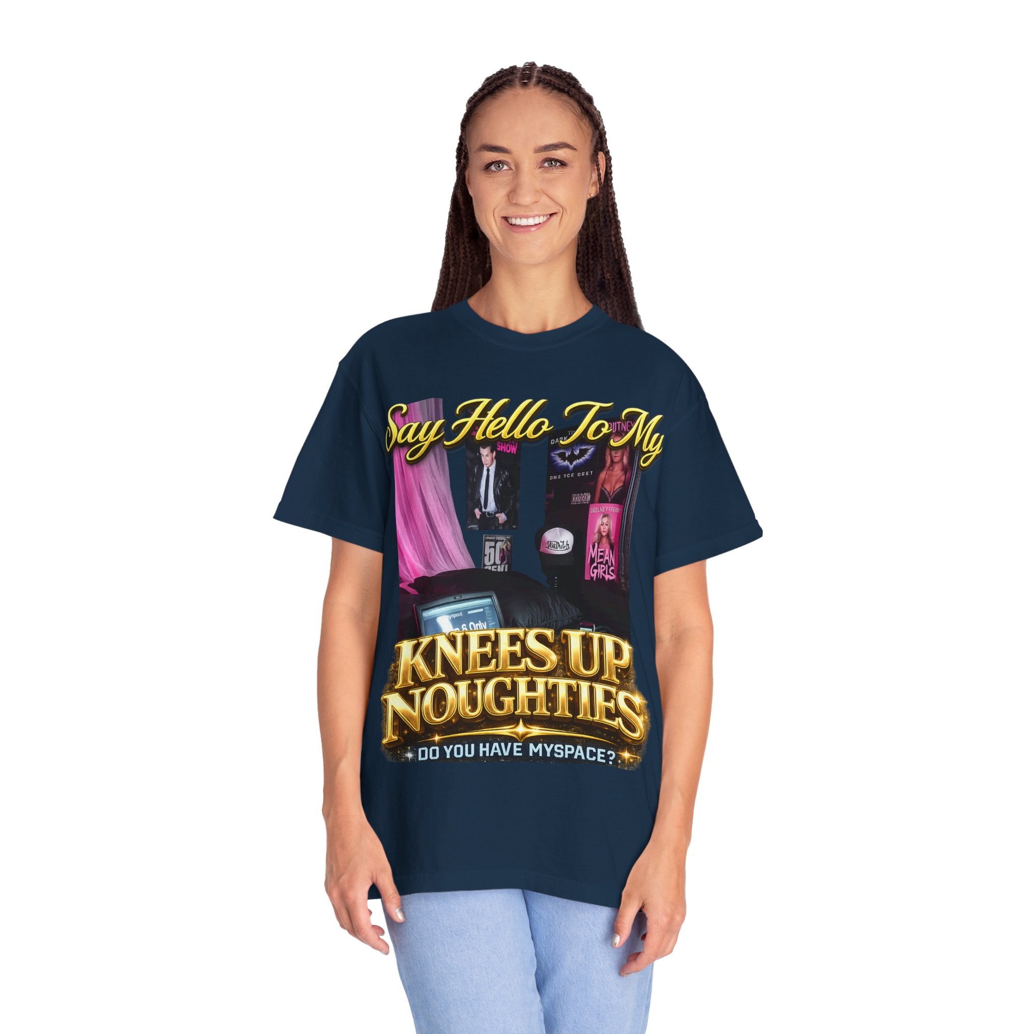 Knees Up Noughties Graphic T-Shirt — Retro MySpace Pop Culture Tee Printify