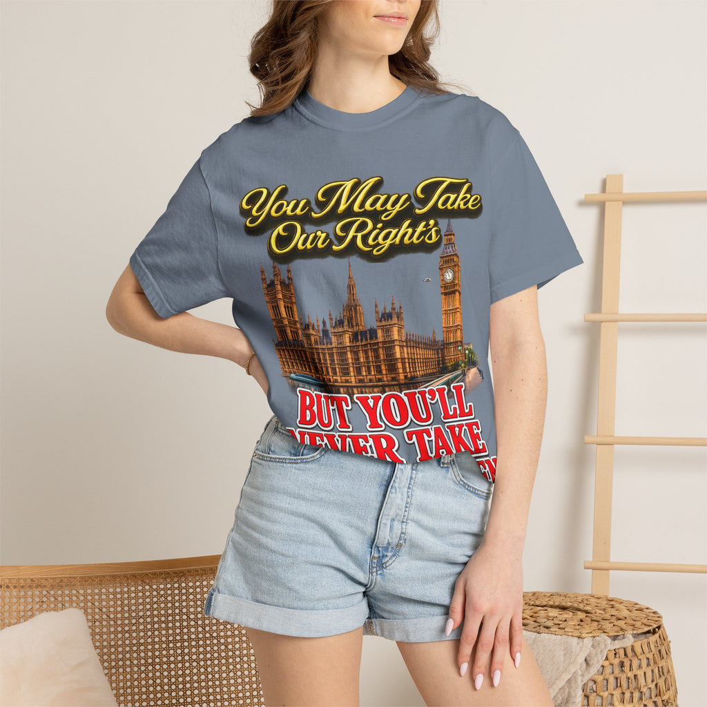 T-Shirt — "You May Take Our Rights But You'll Never Take Our Children" London Parliament Graphic Printify