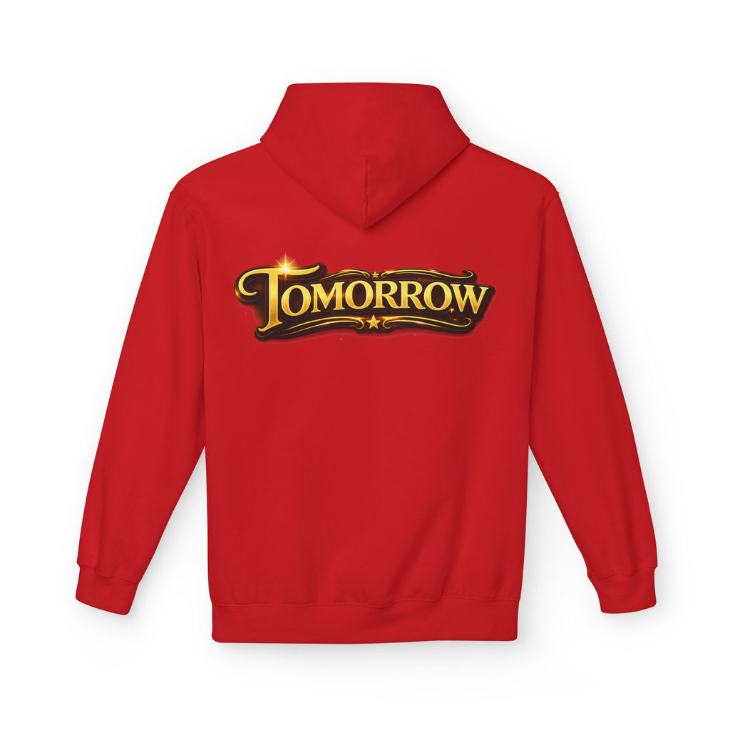 Tomorrow Hoodie — "What's Always Coming But Never Arrives?" Vintage Quote Hoodie Printify