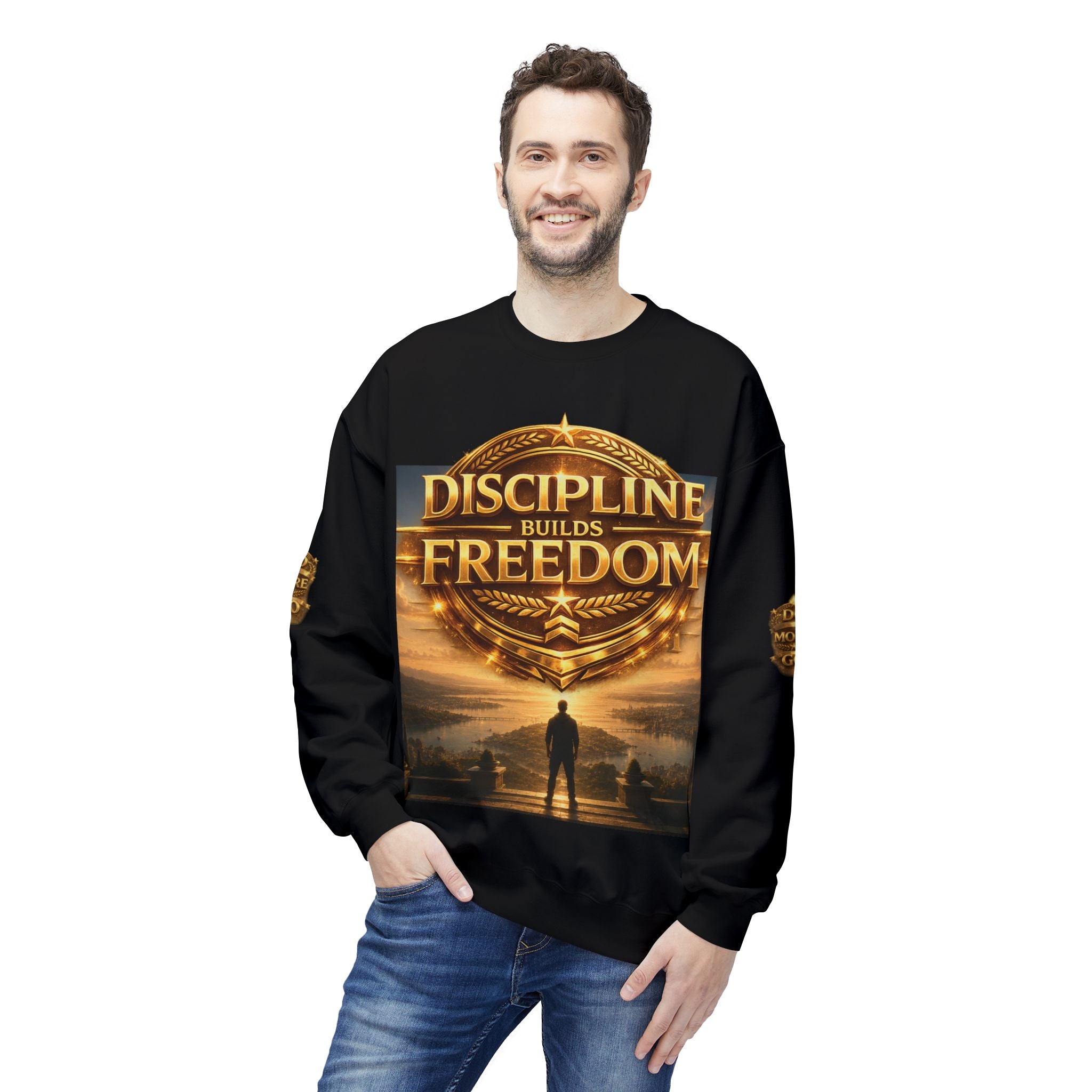 Discipline Builds Freedom Crewneck Sweatshirt – Motivational Fitness & Success Pullover Printify