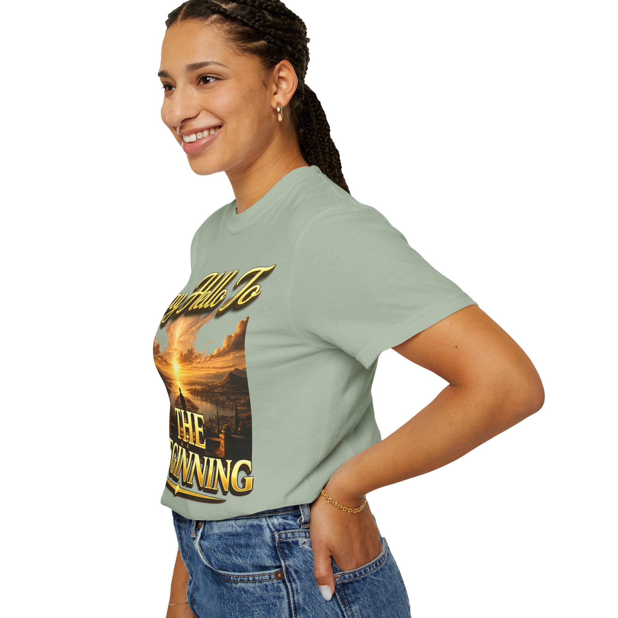 Inspirational 'Say Hello to The Beginning' Sunrise T-Shirt Printify