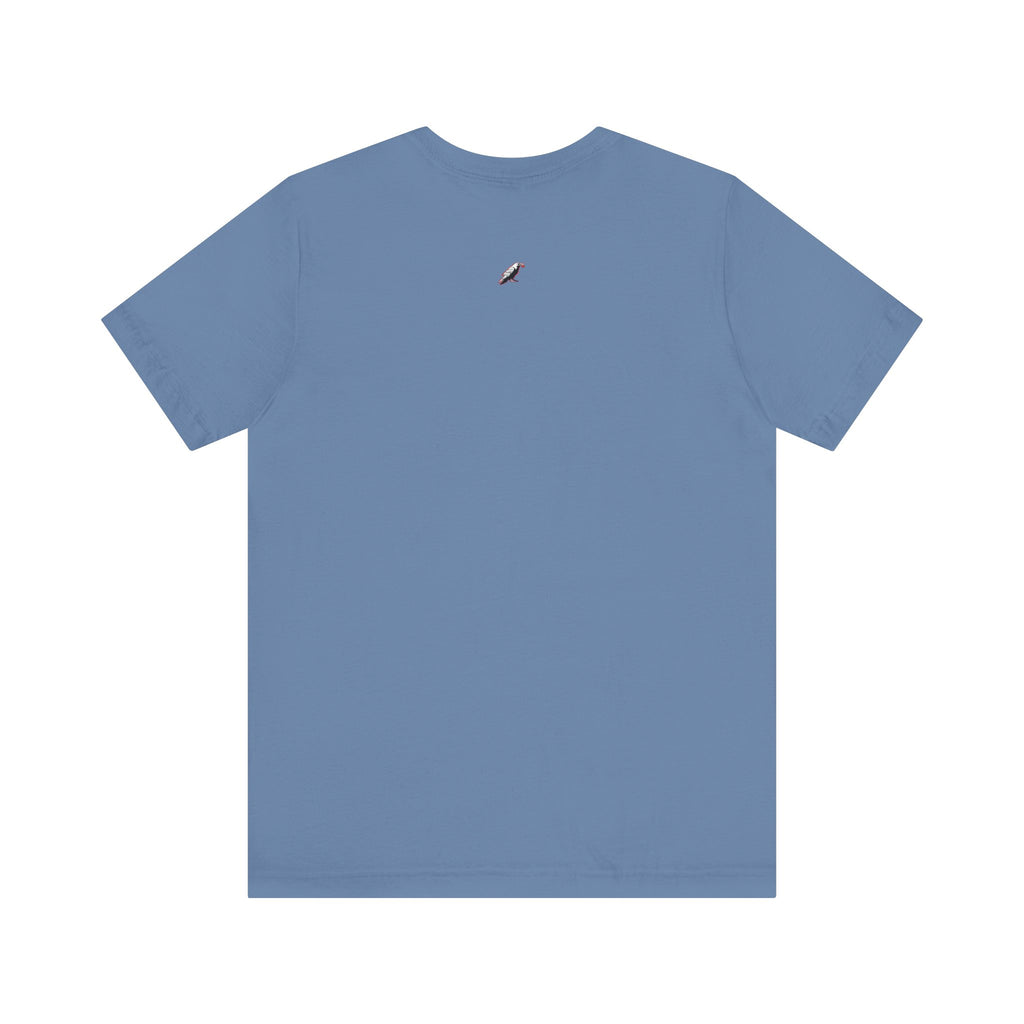Horror Mask Split Face Tee — "Say Hello To Your Family and Friends" Graphic T-Shirt Printify