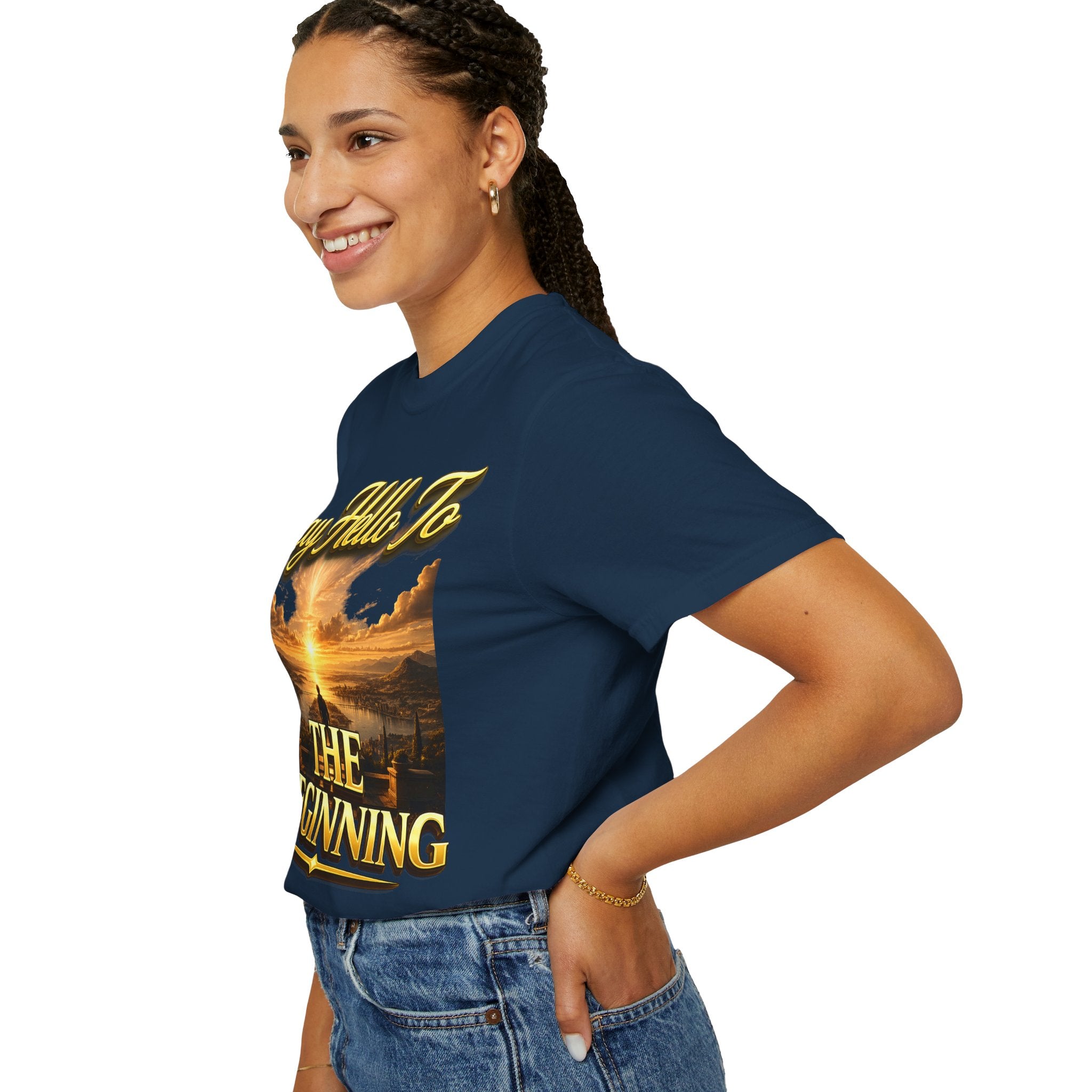 Inspirational 'Say Hello to The Beginning' Sunrise T-Shirt Printify