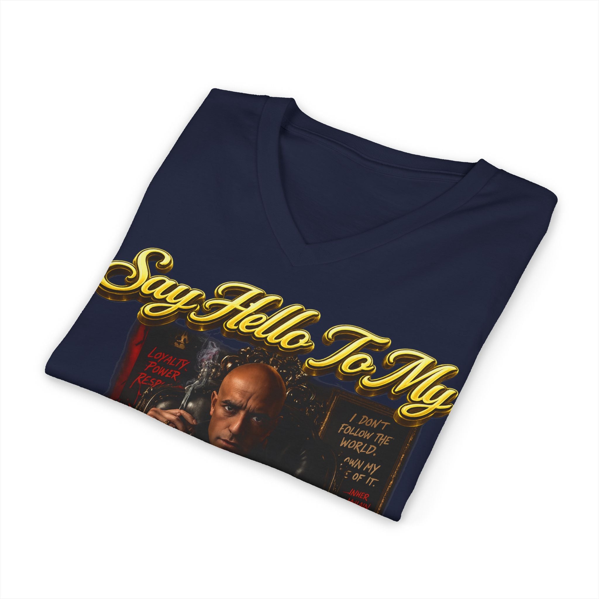 Inner Villain V‑Neck Tee – "Say Hello To Inner Villain" Graphic Shirt Printify