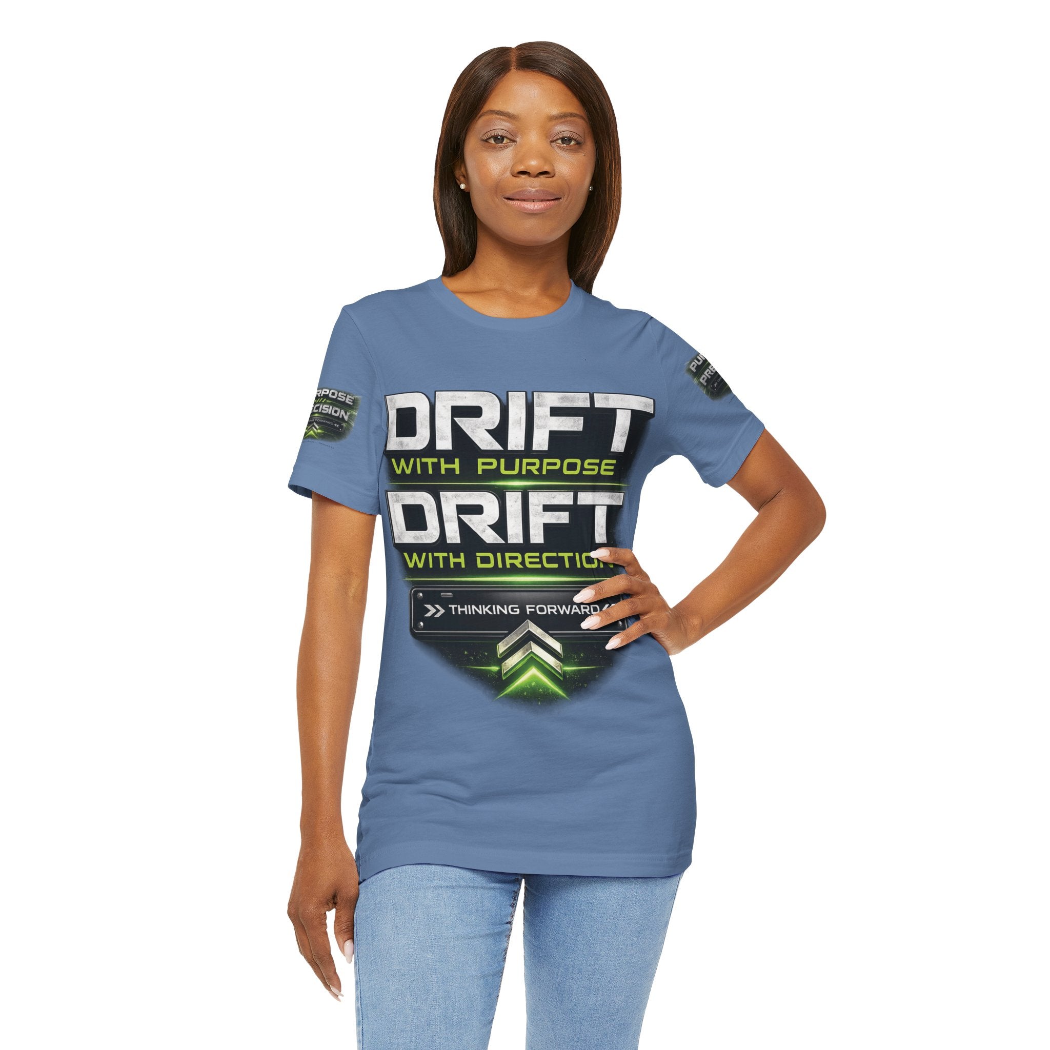 Drift With Direction Graphic Tee — 'Drift with Purpose / Thinking Forward' Racing T-Shirt Printify