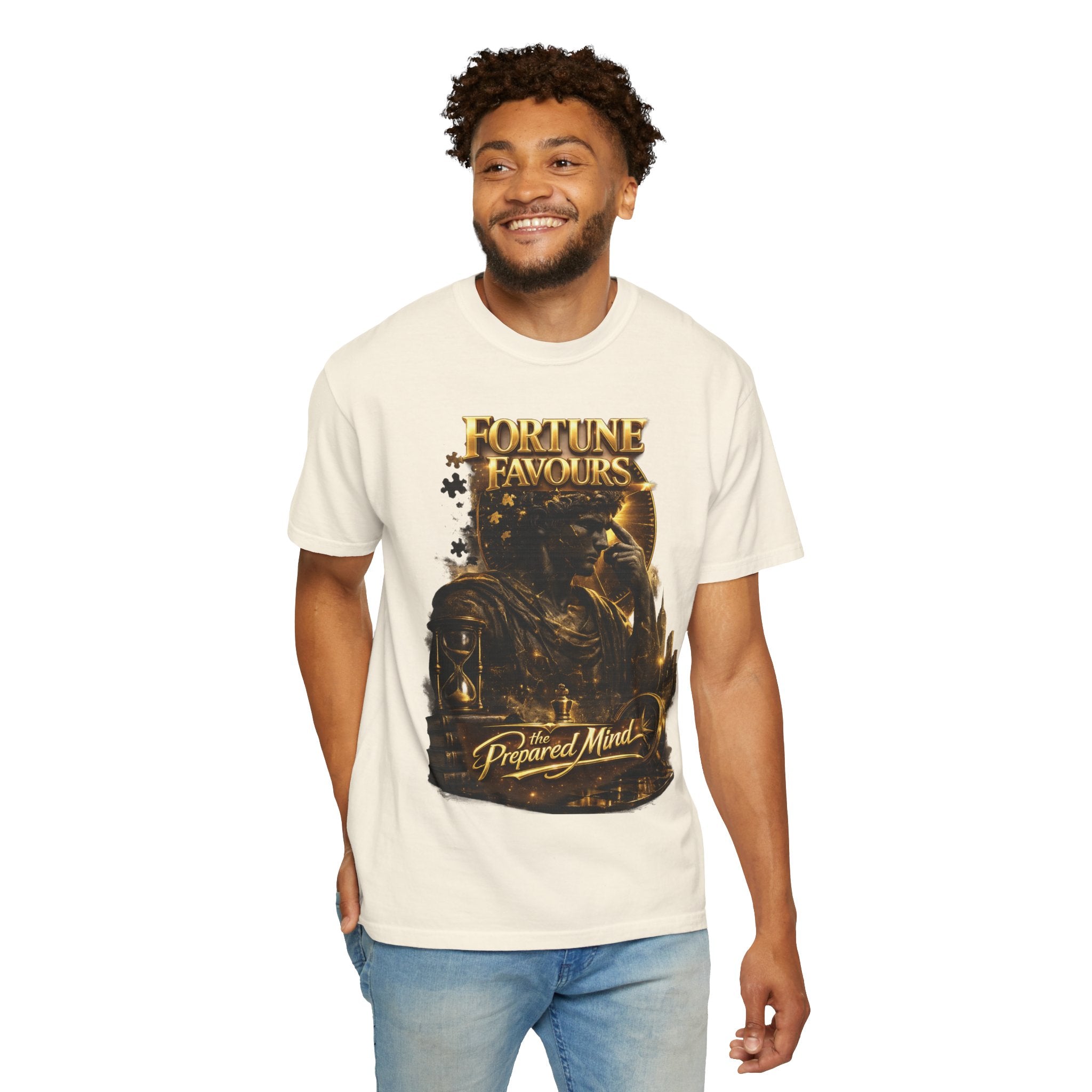 Fortune Favours Prepared Mind T-Shirt — Medieval Knight Graphic Tee Printify