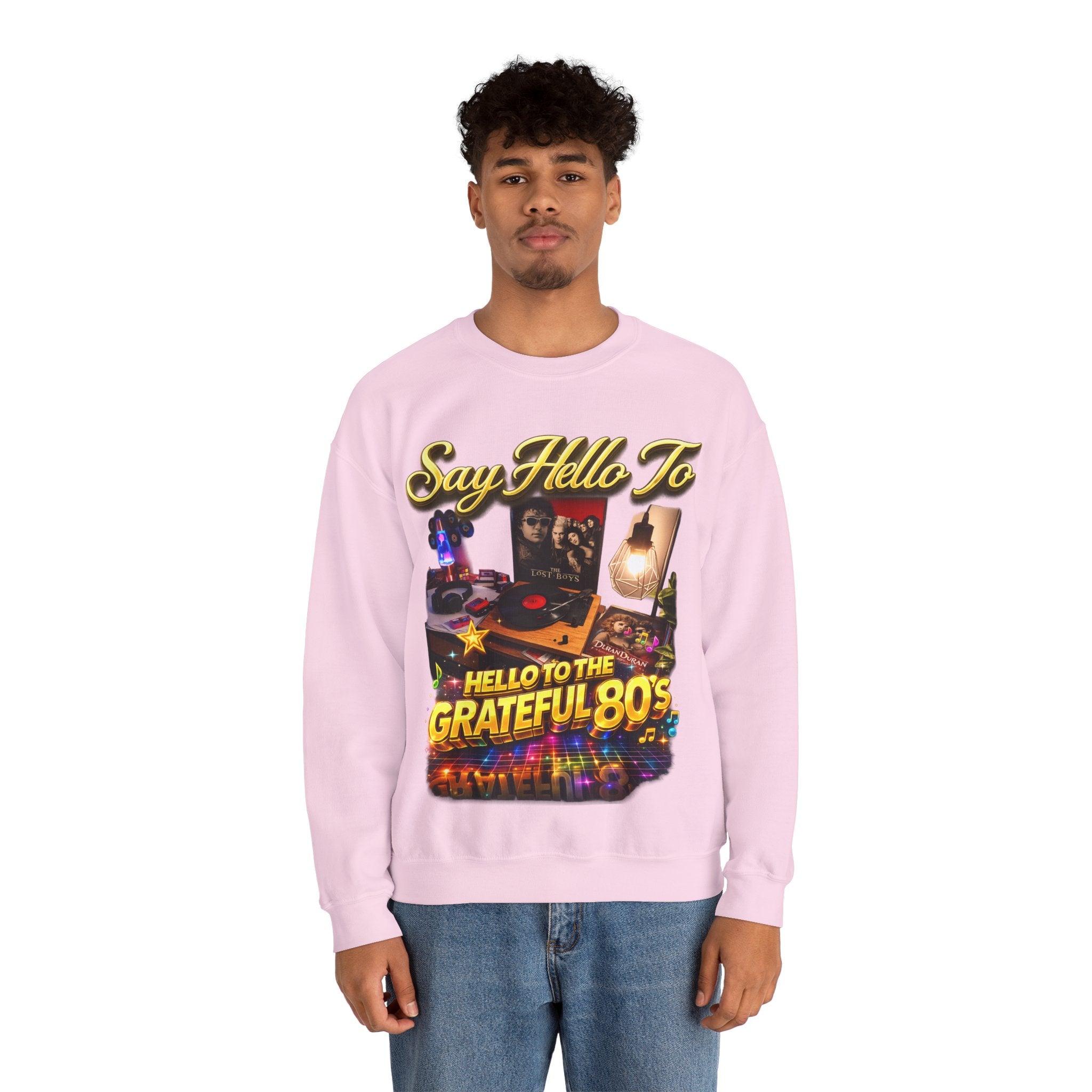 Grateful 80s Crewneck Sweatshirt — “say hello to the grateful 80's” Retro Vibe Printify