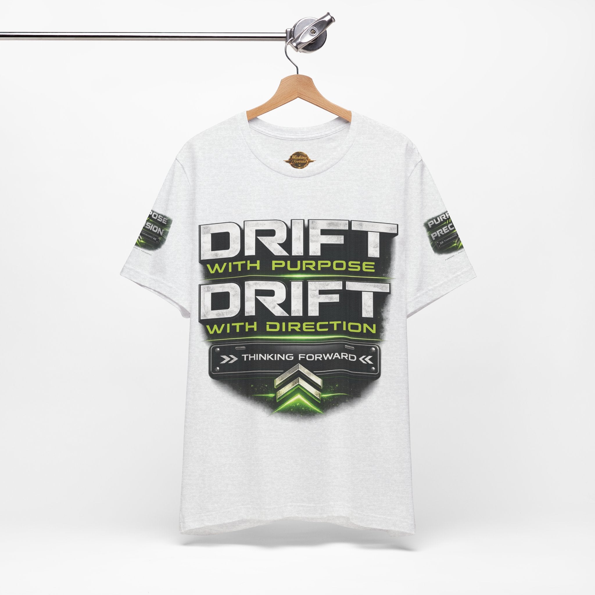 Drift With Direction Graphic Tee — 'Drift with Purpose / Thinking Forward' Racing T-Shirt Printify