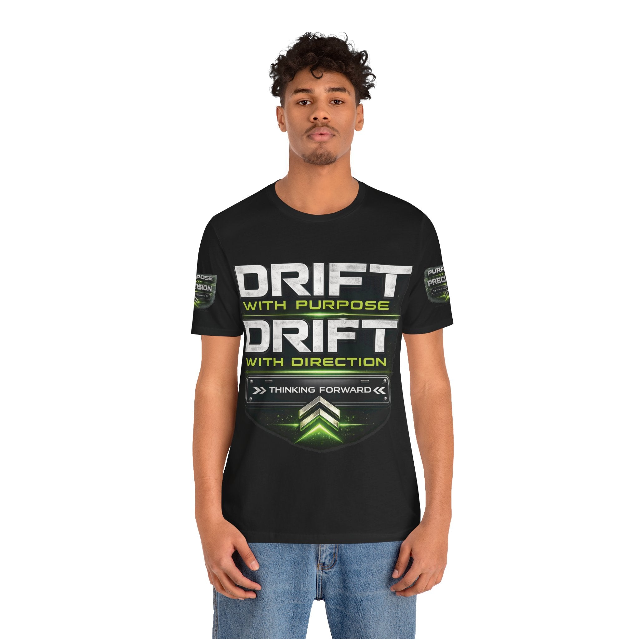 Drift With Direction Graphic Tee — 'Drift with Purpose / Thinking Forward' Racing T-Shirt Printify