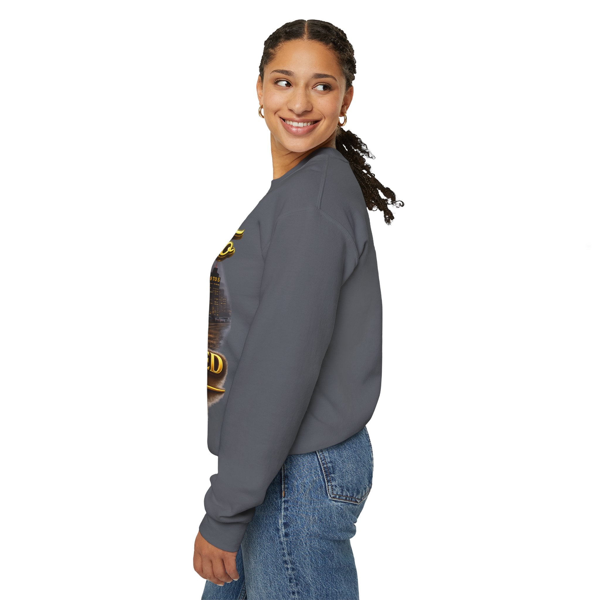 Crewneck Sweatshirt - "Say Hello to That Undesired Fork in the Road" Inspirational Road Trip Design Printify